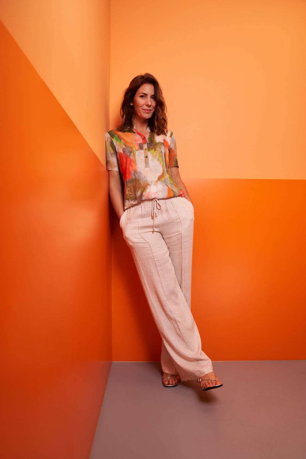 Lucie SS Celosia Orange Brush Crush Linenlook | Celosia Orange