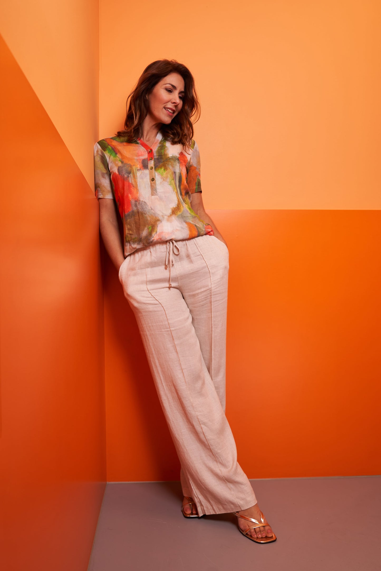 Lucie SS Celosia Orange Brush Crush Linenlook | Celosia Orange