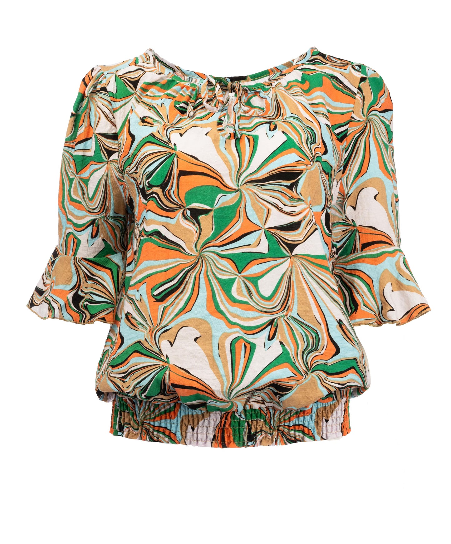 Rio Green Retro Flower Woven | Green