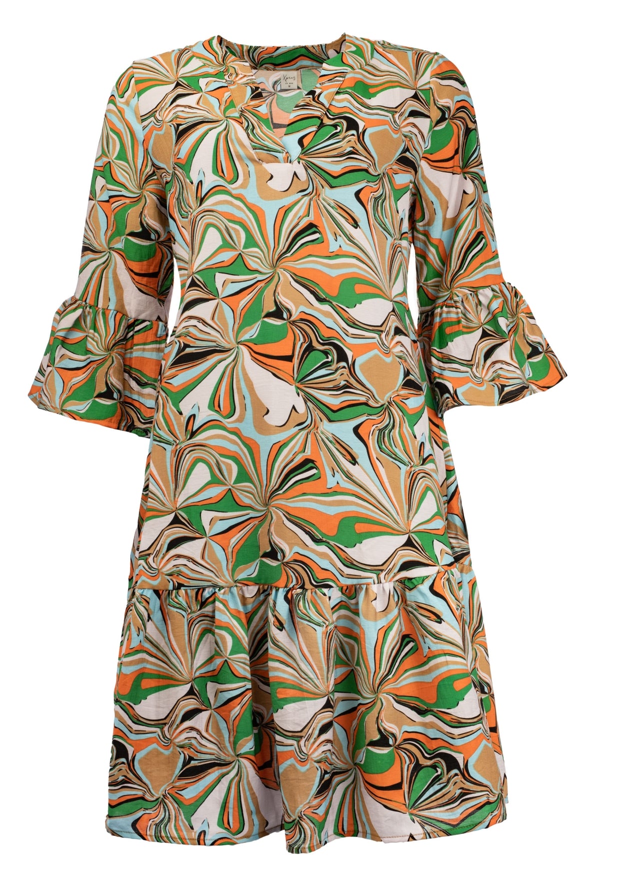 Rachelle 3/4 Green Retro Flower Woven | Green