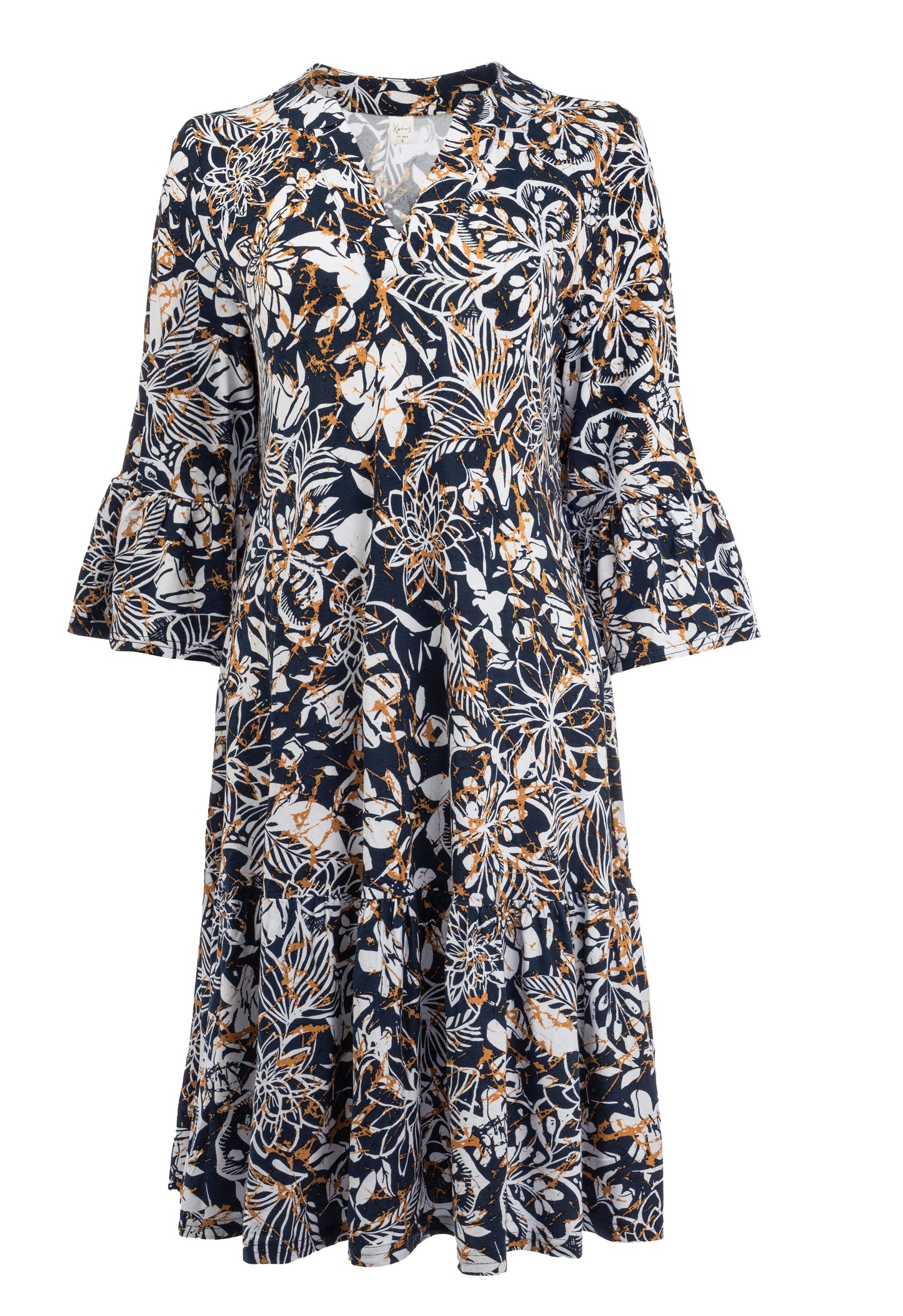 Rachelle 3/4 Marine Negative Flower Tricot | Marine