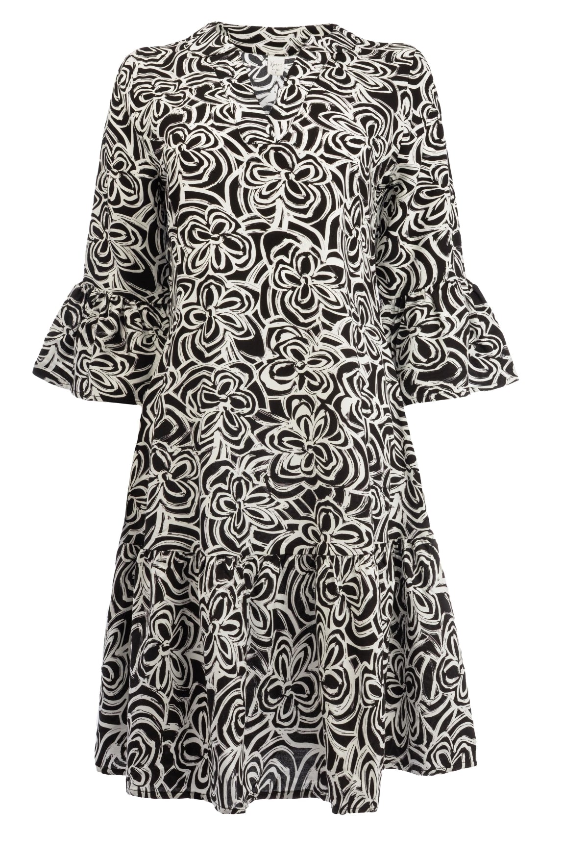 Rachelle 3/4 Black Two tone Flowers Woven | Black