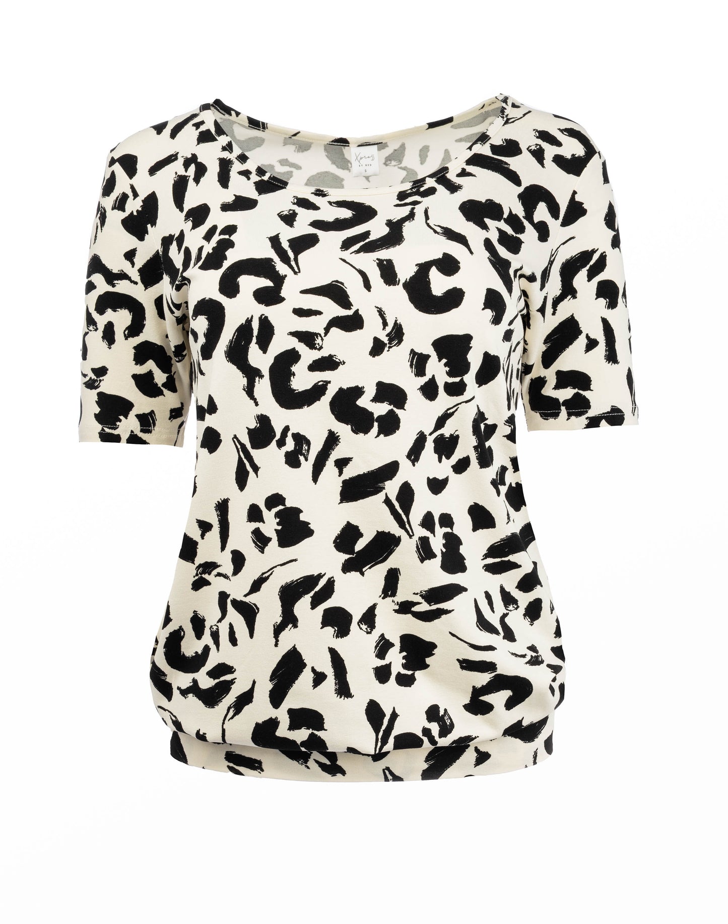 Ally P 1/2 SS Ecru Animal Tricot | Ecru
