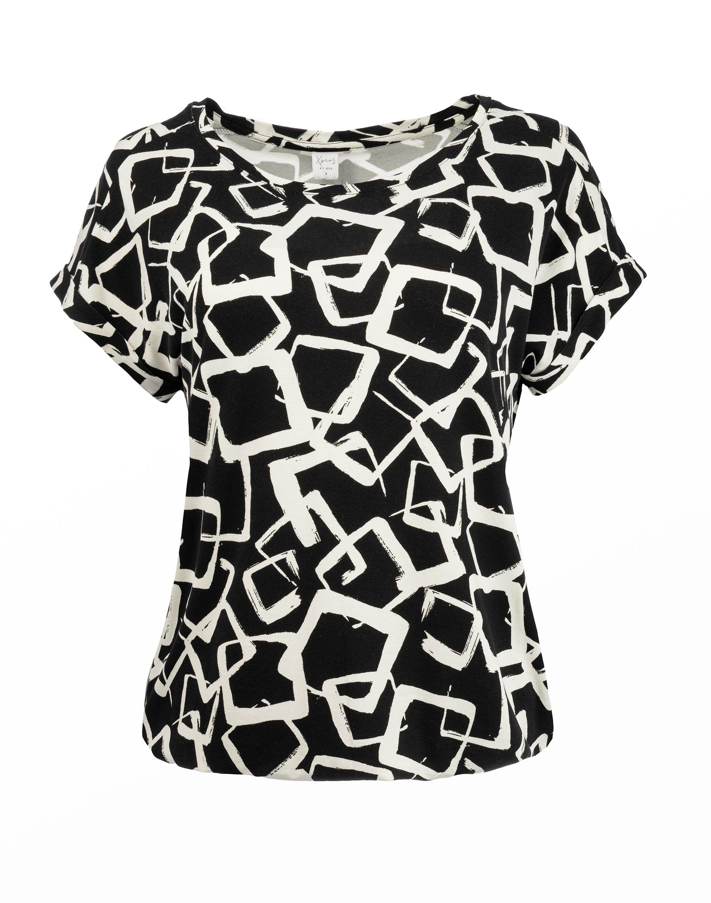 Brisia Plain SS Black Playful Squares Tricot | Black