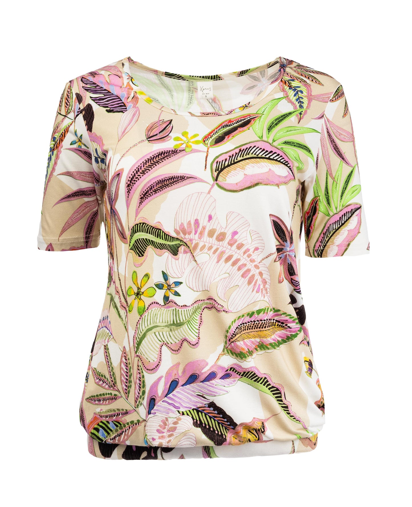 Ally P 1/2 SS Pink Flower Field Tricot | Pink