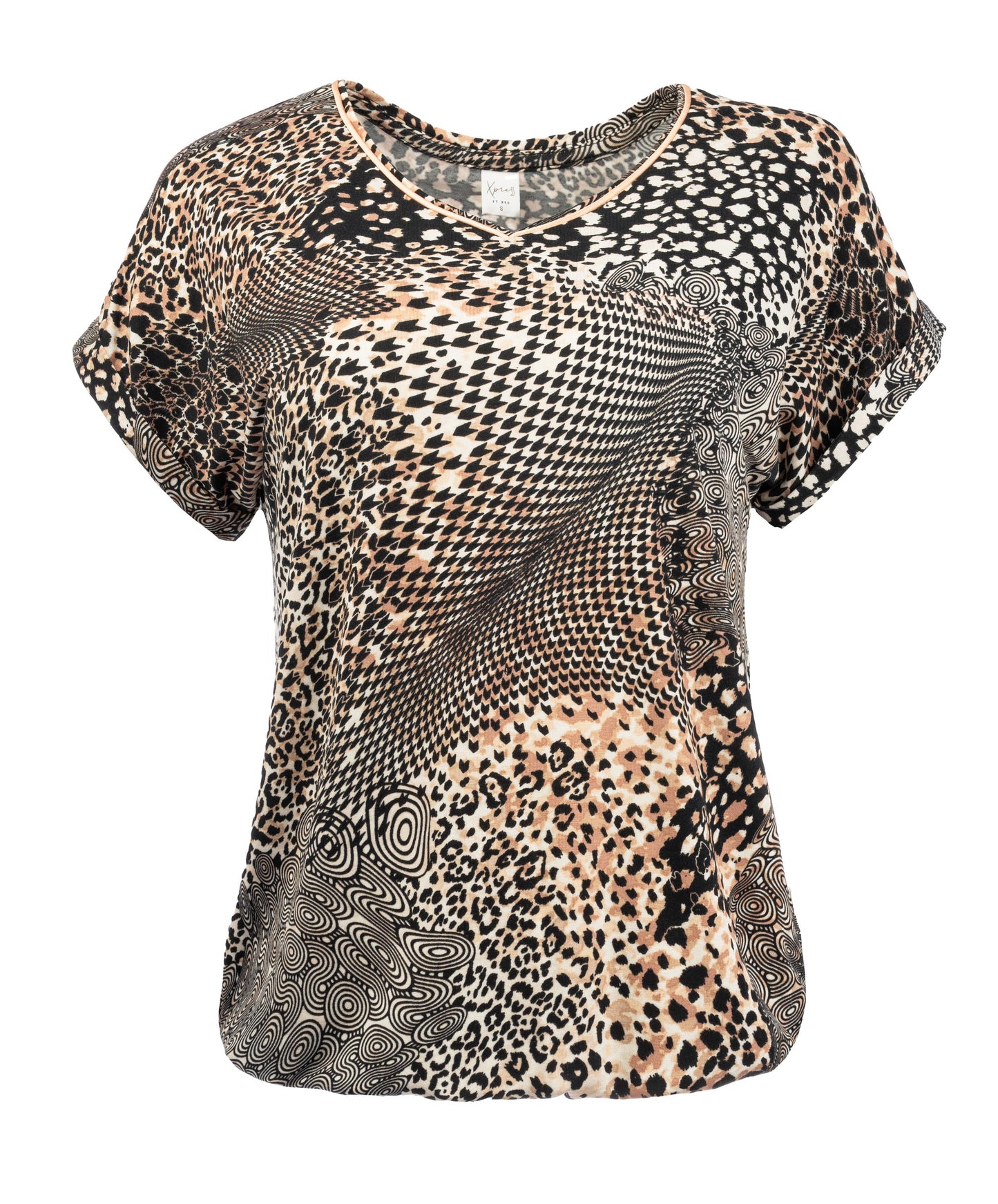 Nox P SS Dk Sand Animal Moxed Patchwork Tricot | Dark Sand