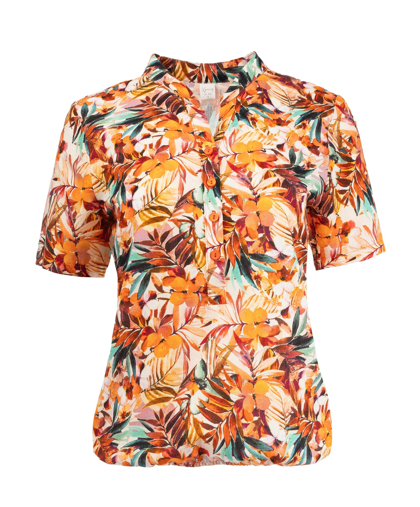 Lucie SS Orange Tropical Florals Woven | Orange