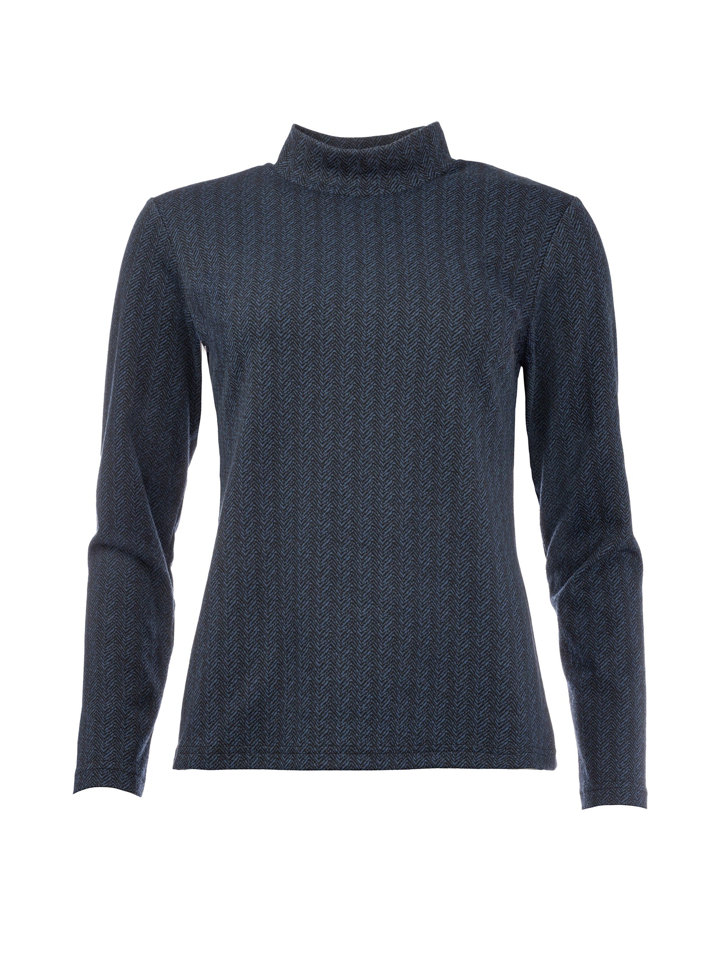 Milans -NS LS Marine Minimal Herringbone Jacquard Knit | Marine