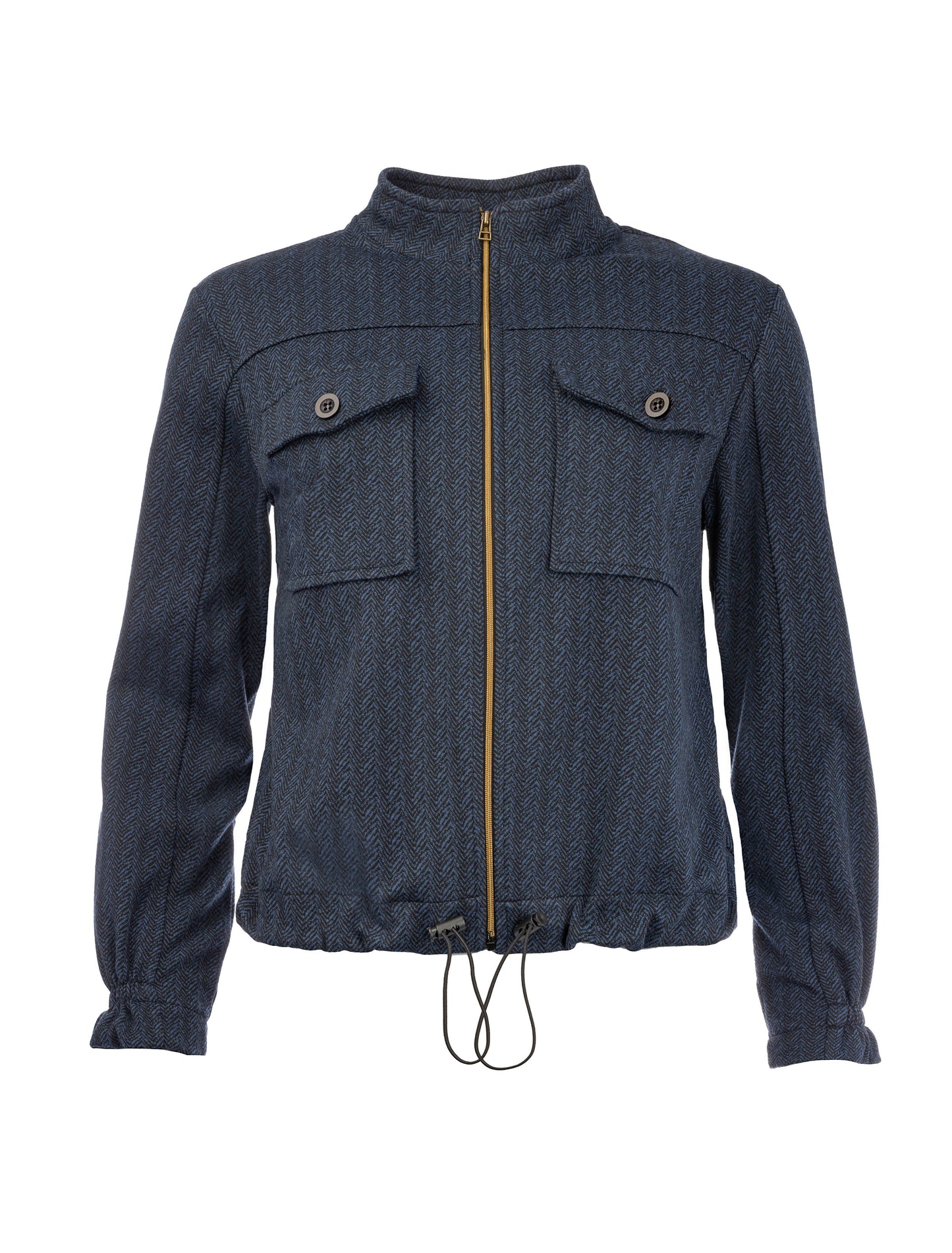 Ruan-B LS Marine Minimal Herringbone Jacquard Knit | Marine