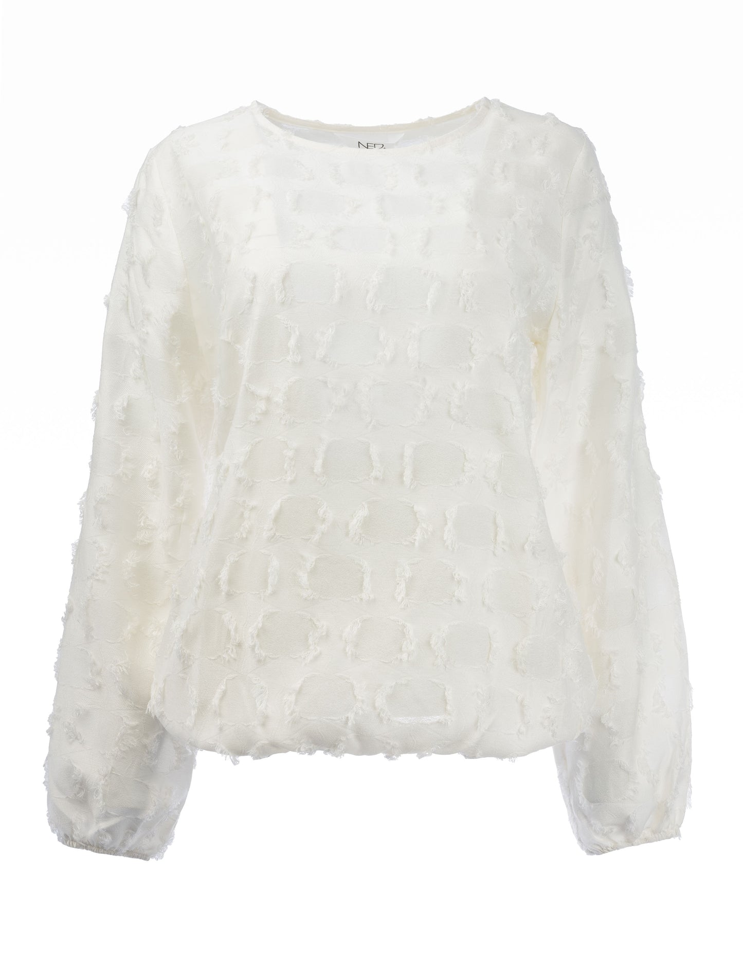 Delina LS NB Fringe Forms Voile | Ecru