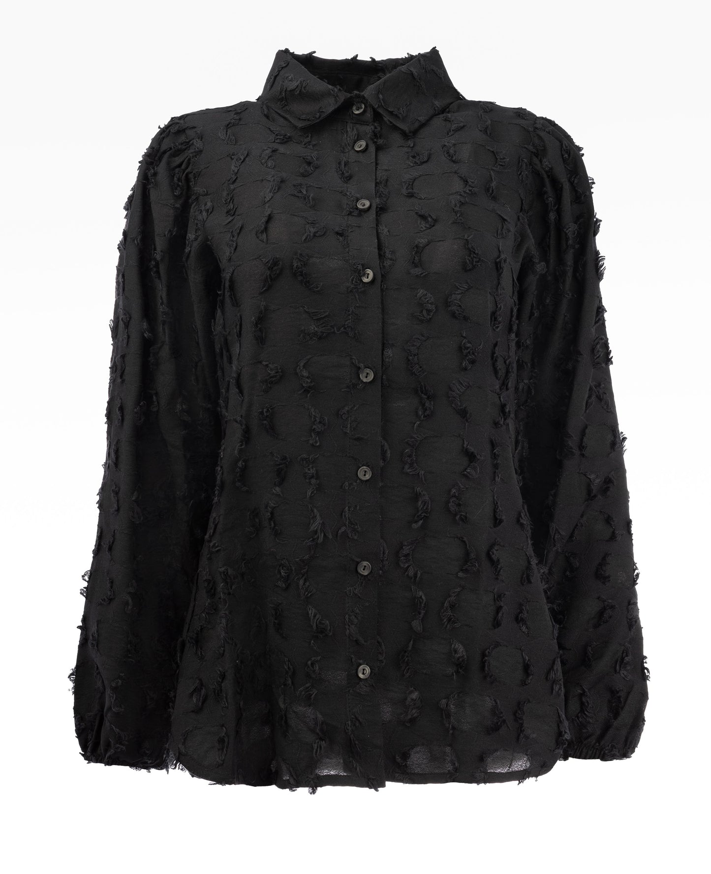 Mayliera LS Fringe Forms Voile | Black