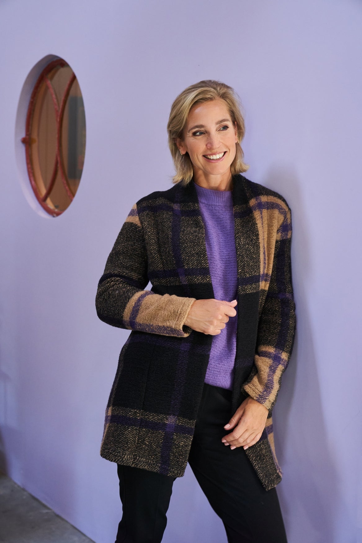 Celine Long LS Purple Sapphire Digital Design Heavy Knit | Purple Saphire