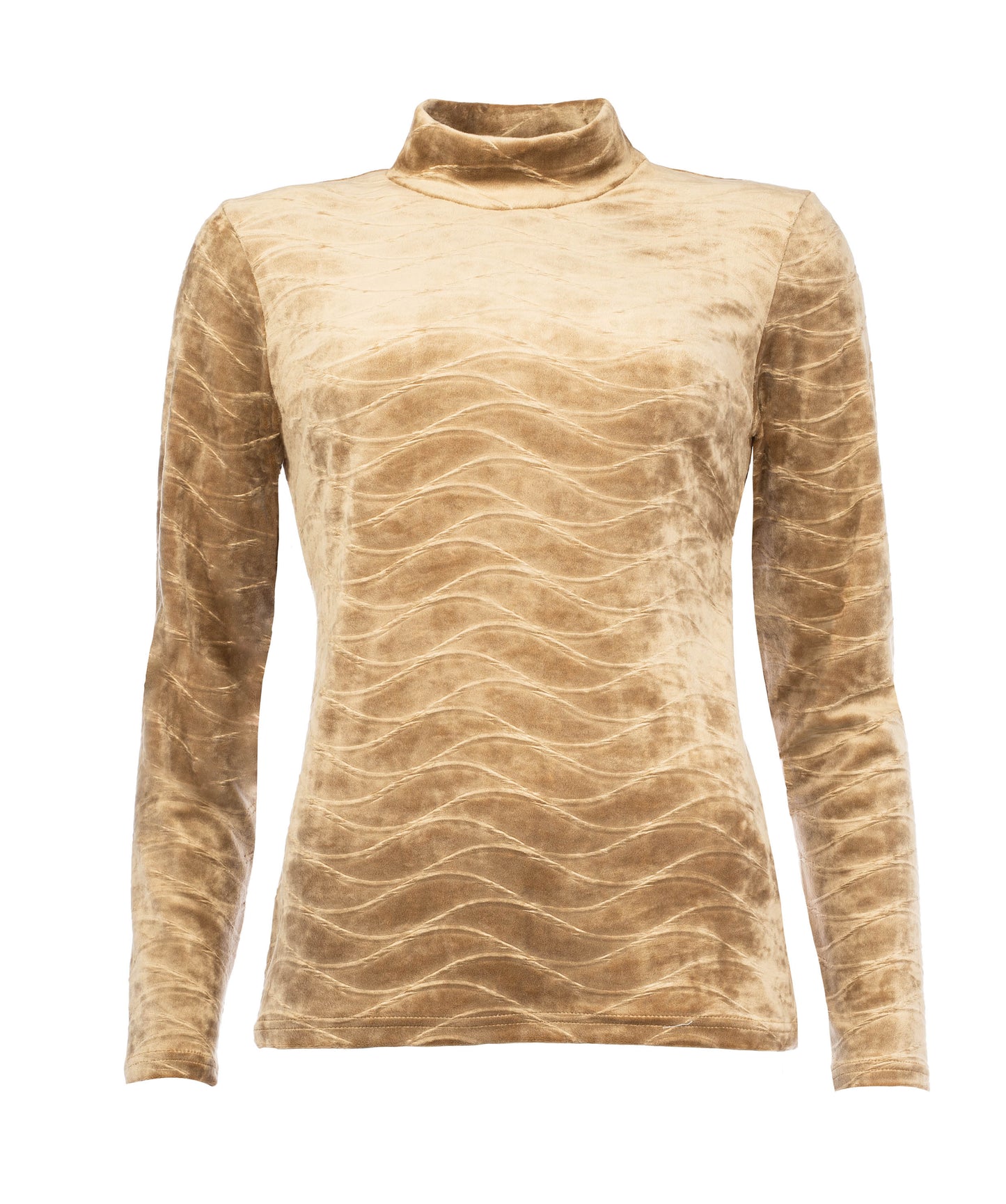 Milans Plain LS Velvet Stretch Knit | Beige