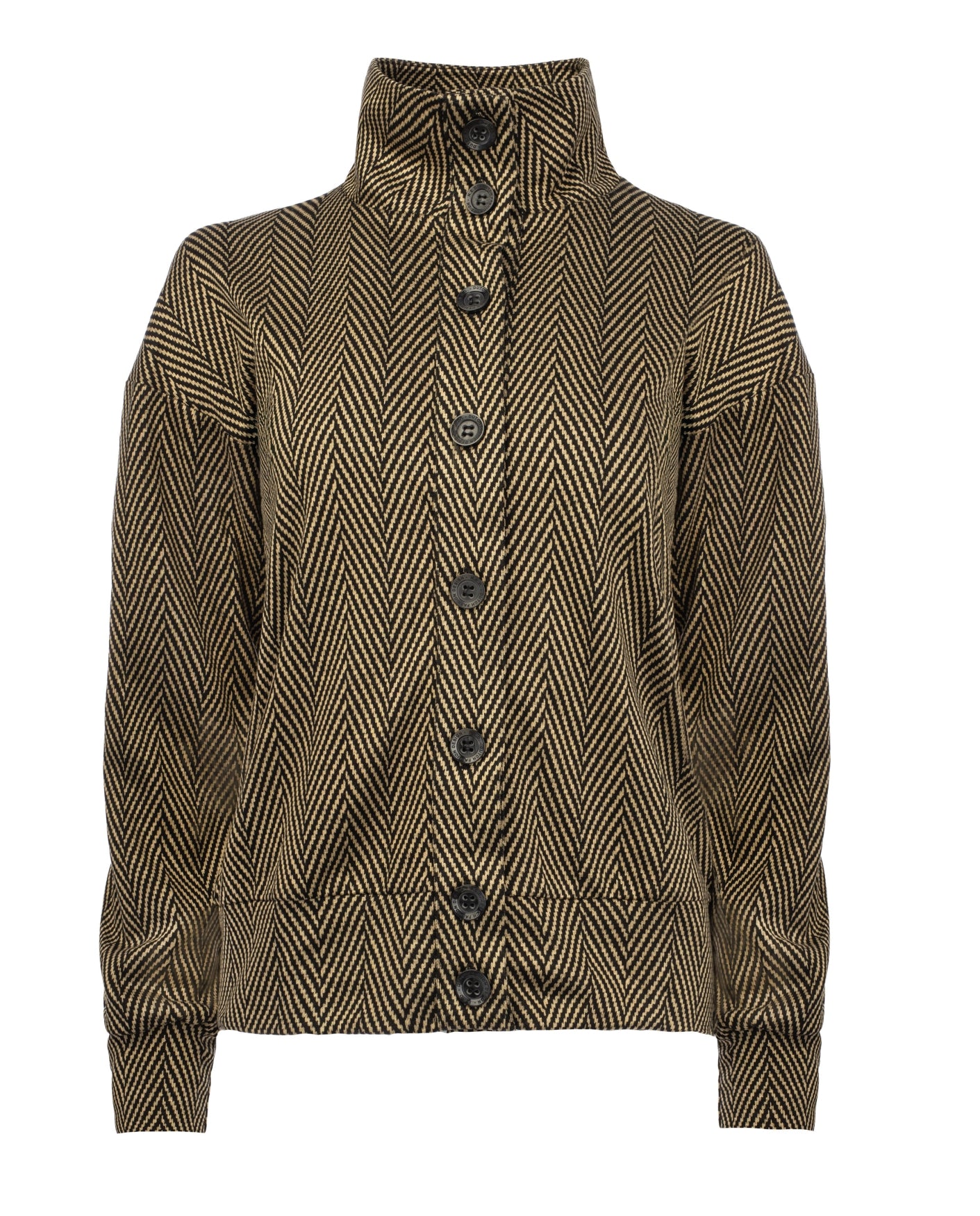 Seyma LS Brown Herringbone Knit | Brown