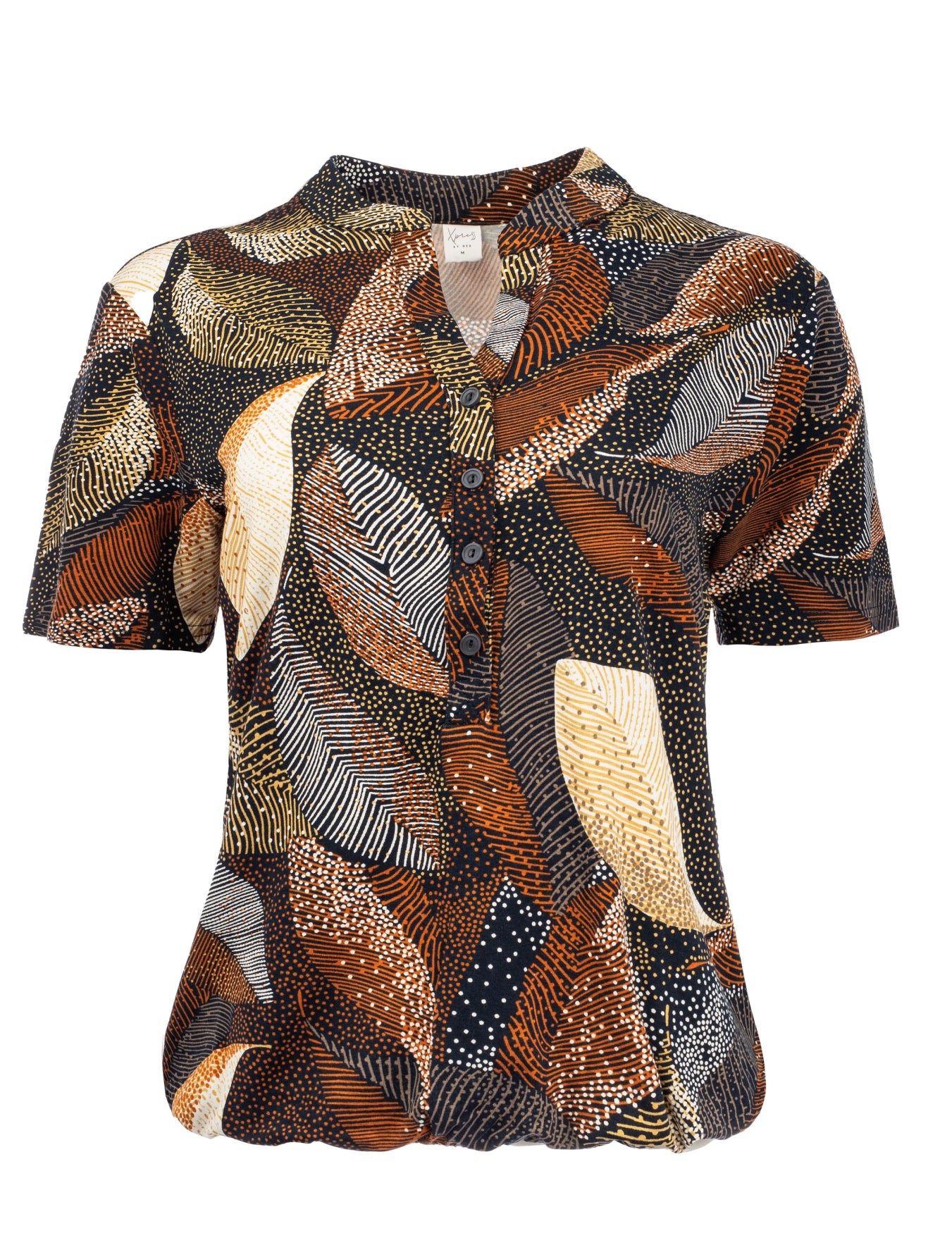 Lucie SS Marine Dotted Leaves Tricot | Marine