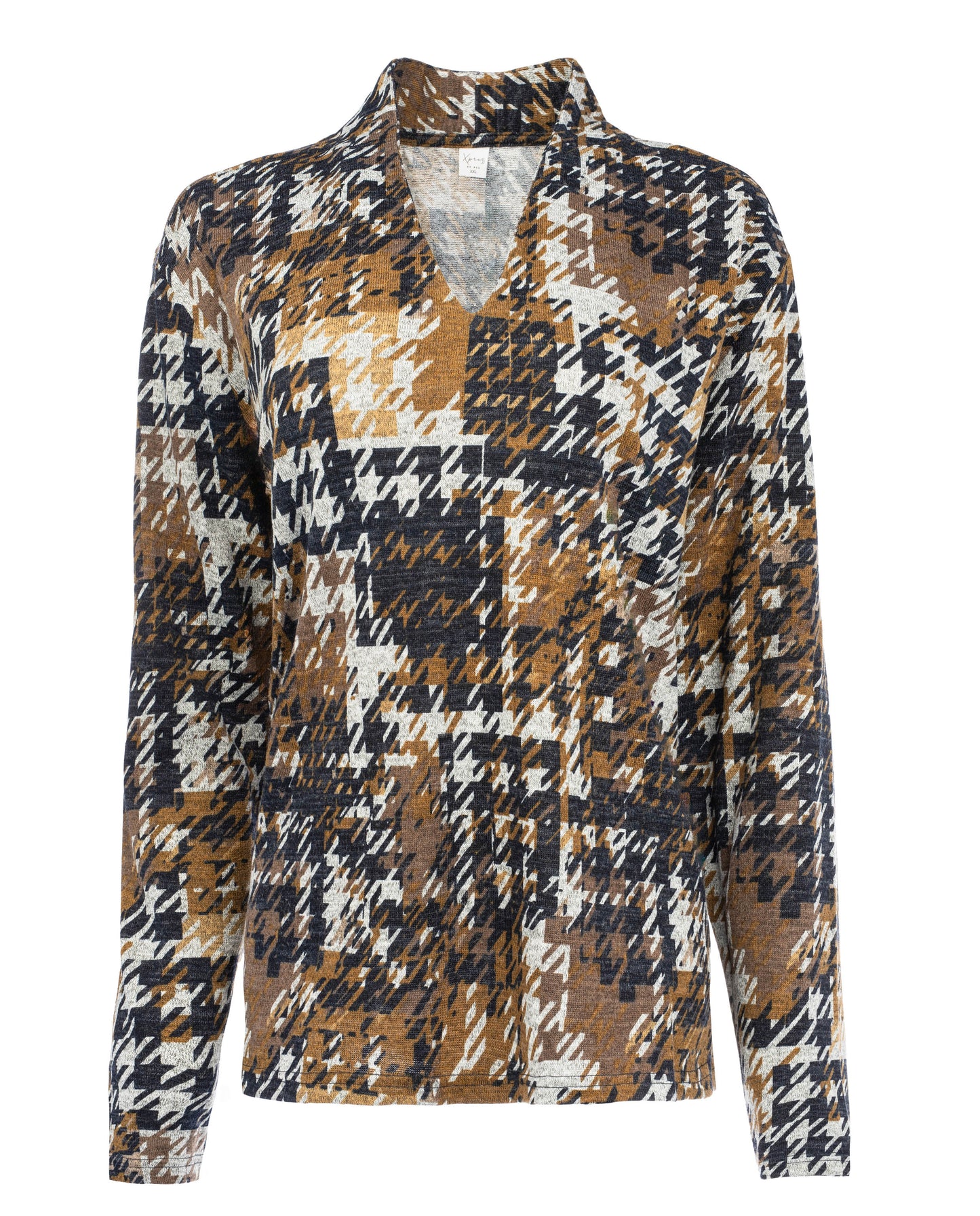 Veral LS Grey Mel. Pied de Poule Knit | Grey Melange