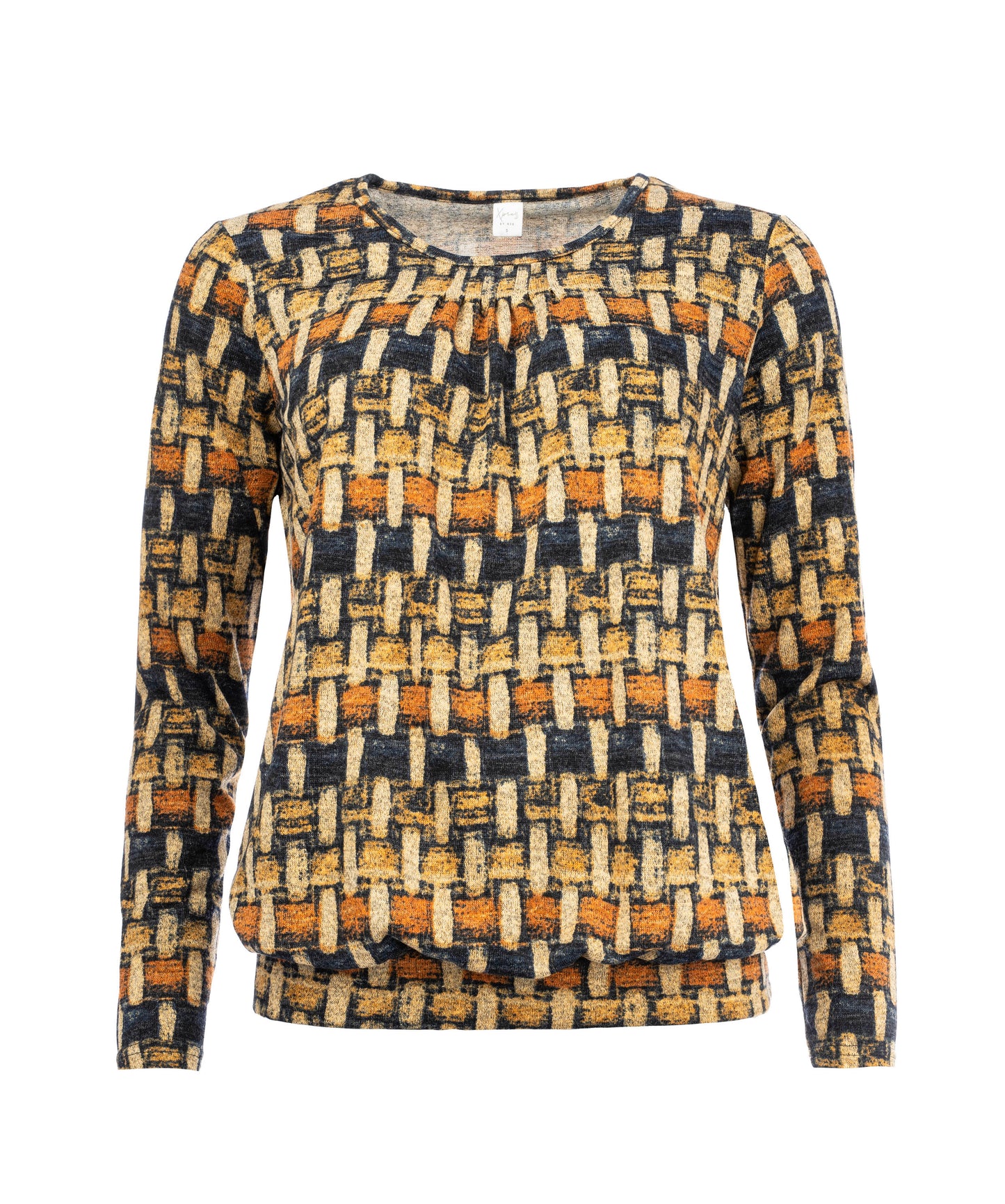 Pronk LS Marine Angora Brushed Blocks Knit | Marine
