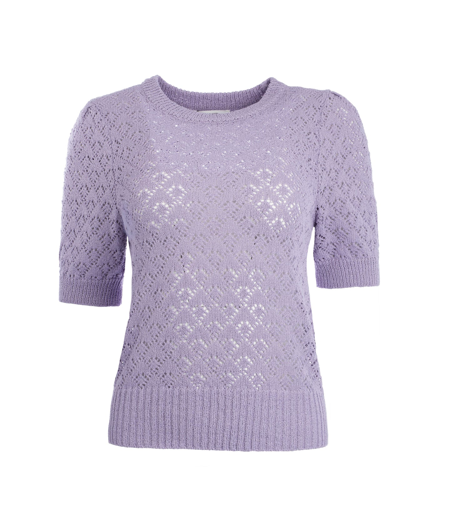 Meyse 1/2 SS Plaid Ajour Knit | Lavendula