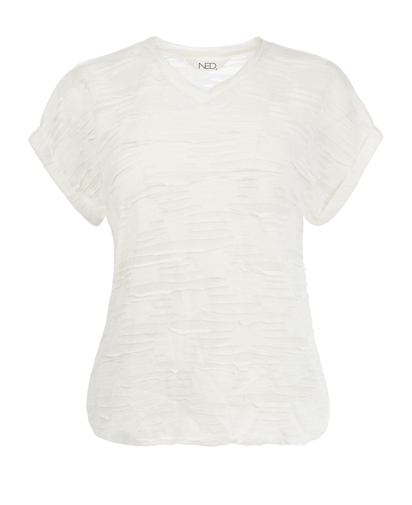 Top Evans SS Cut-out Structure Tricot | Optical White