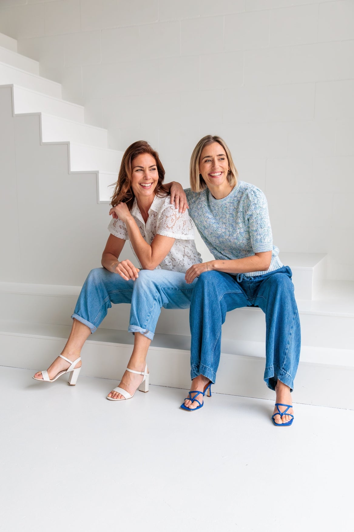 Nene 1/2 SS Ajour Melange Knit | Blue Melange