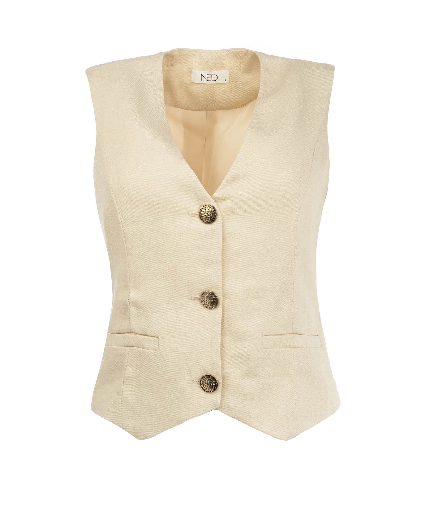 Gilet Raia SL Twill Linnenlook | Beige Day