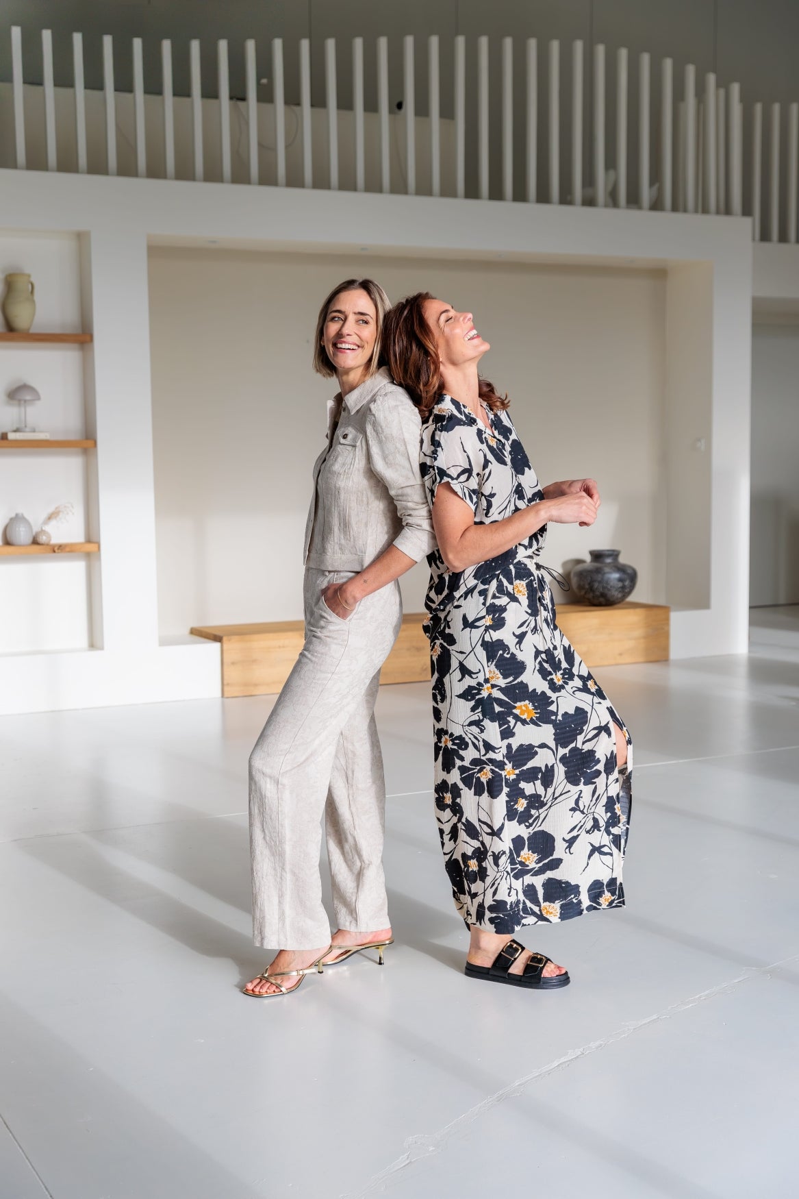 Jasje Neris LS RMJ Tone-in-Tone Floral Linnen Blend | Birch Beige