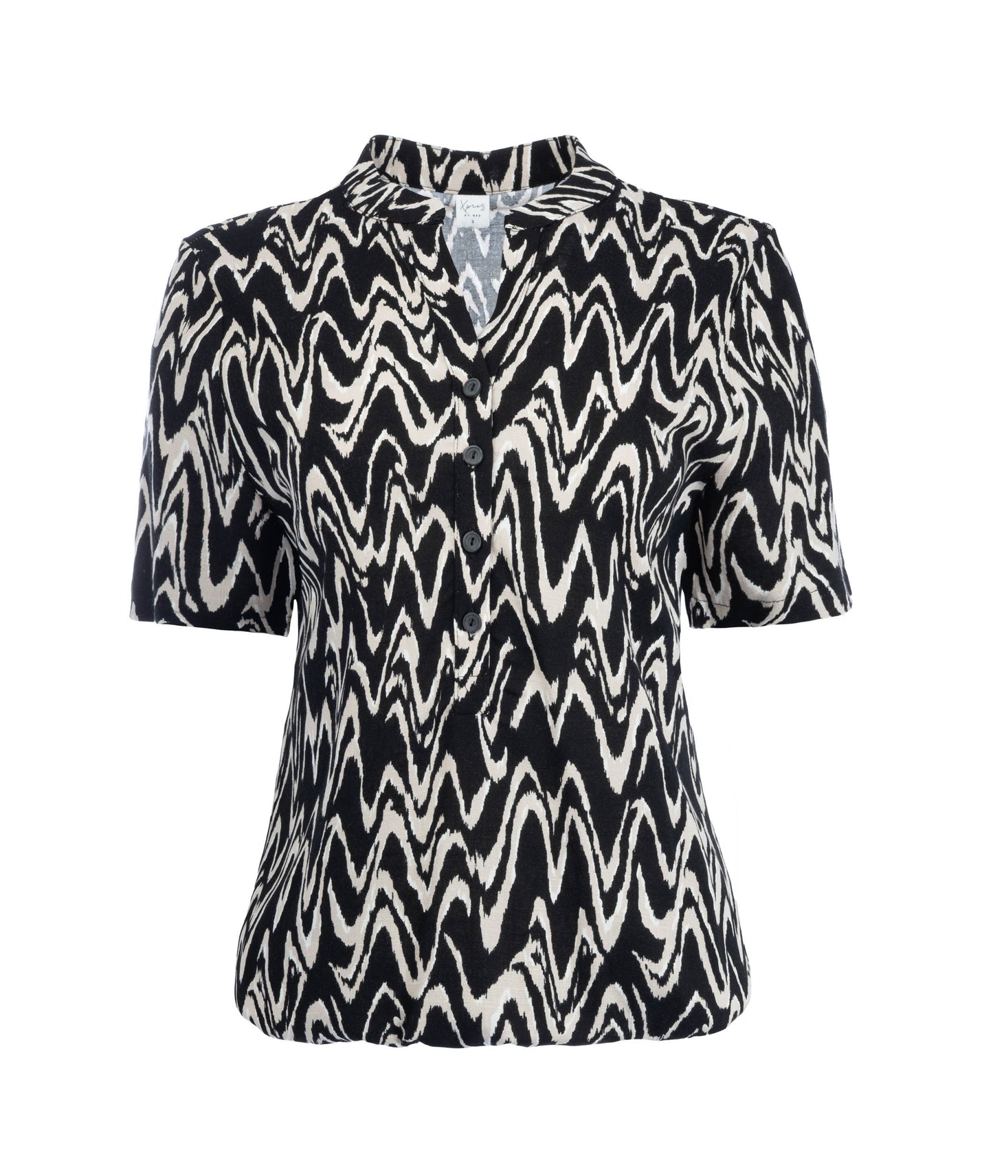 Lucie SS Black Big Waves Woven | Black