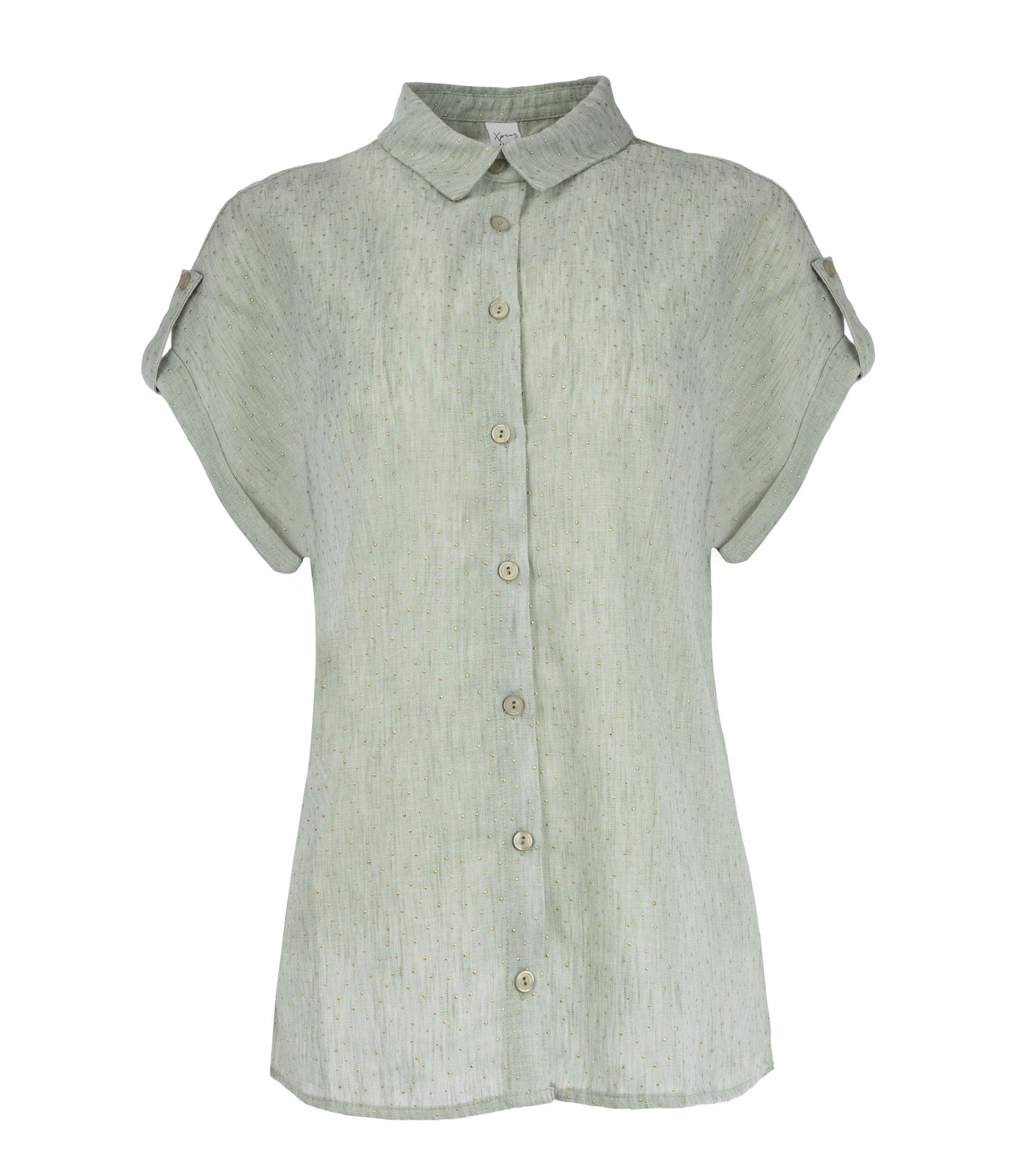 Annelie Top SS Linen Look Hotfix Woven | Mint