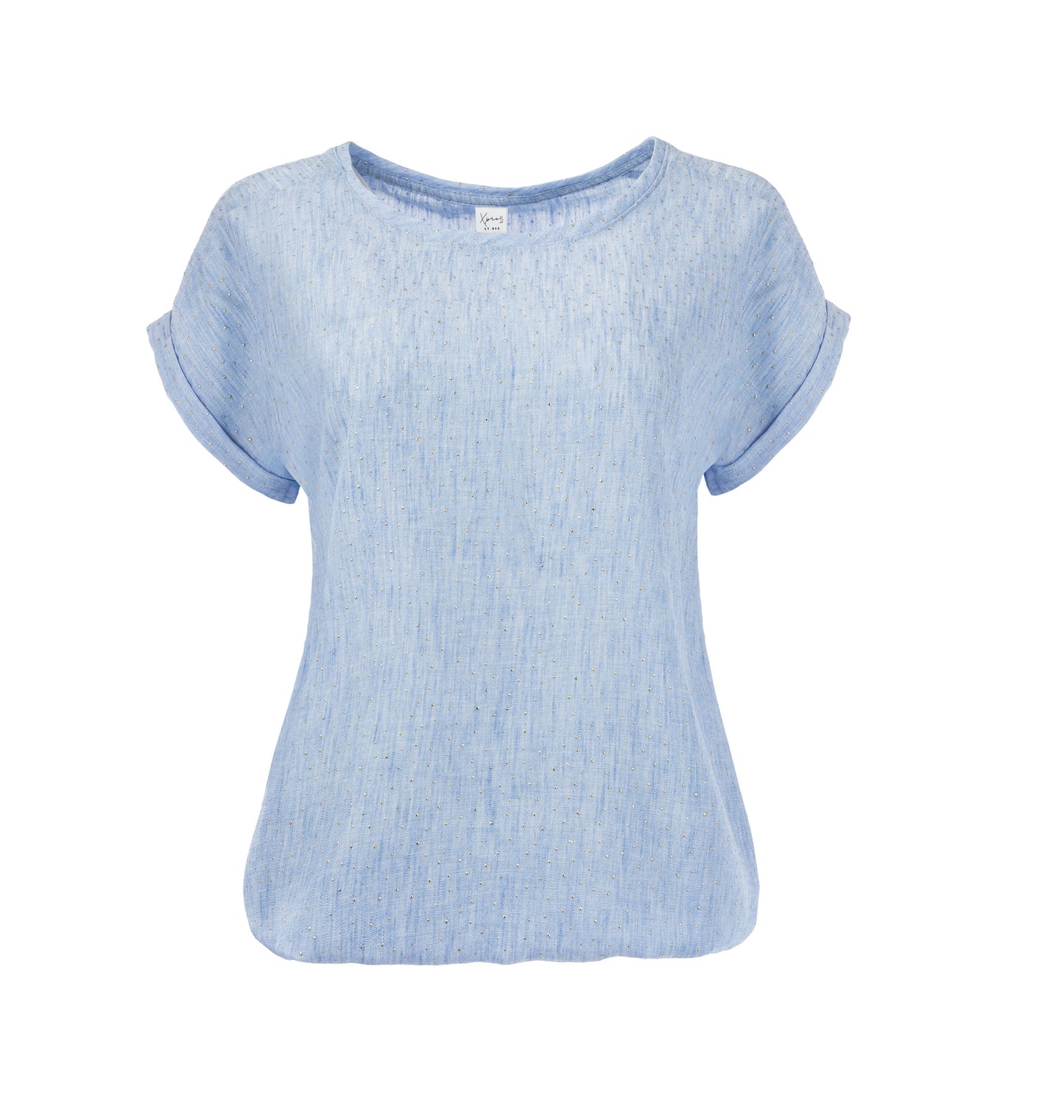 Top Brisia W Linen Look Hotfix Woven | Jeans Blue
