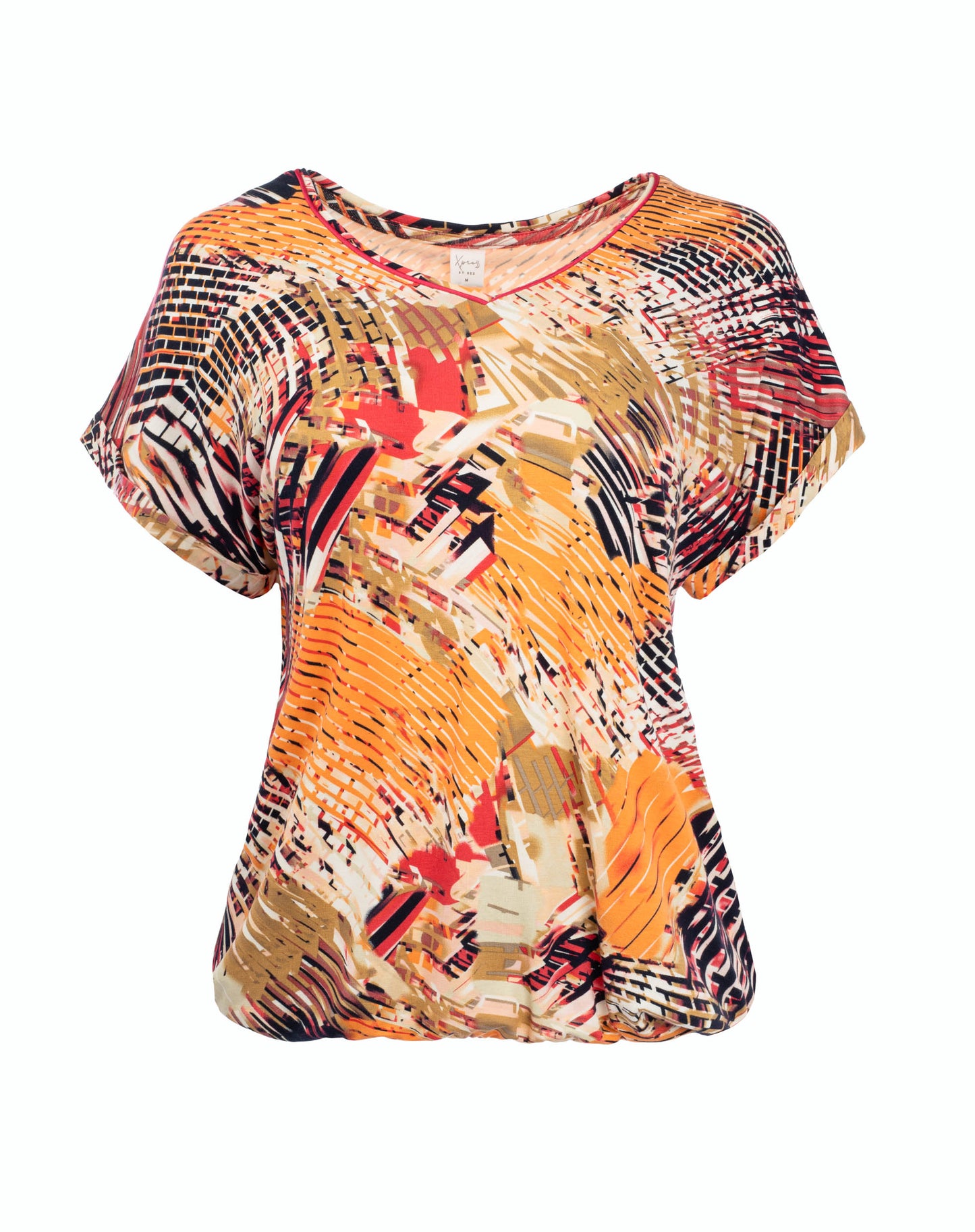 Top Nox SS Raspberry Fractal Stripes Tricot | Raspberry