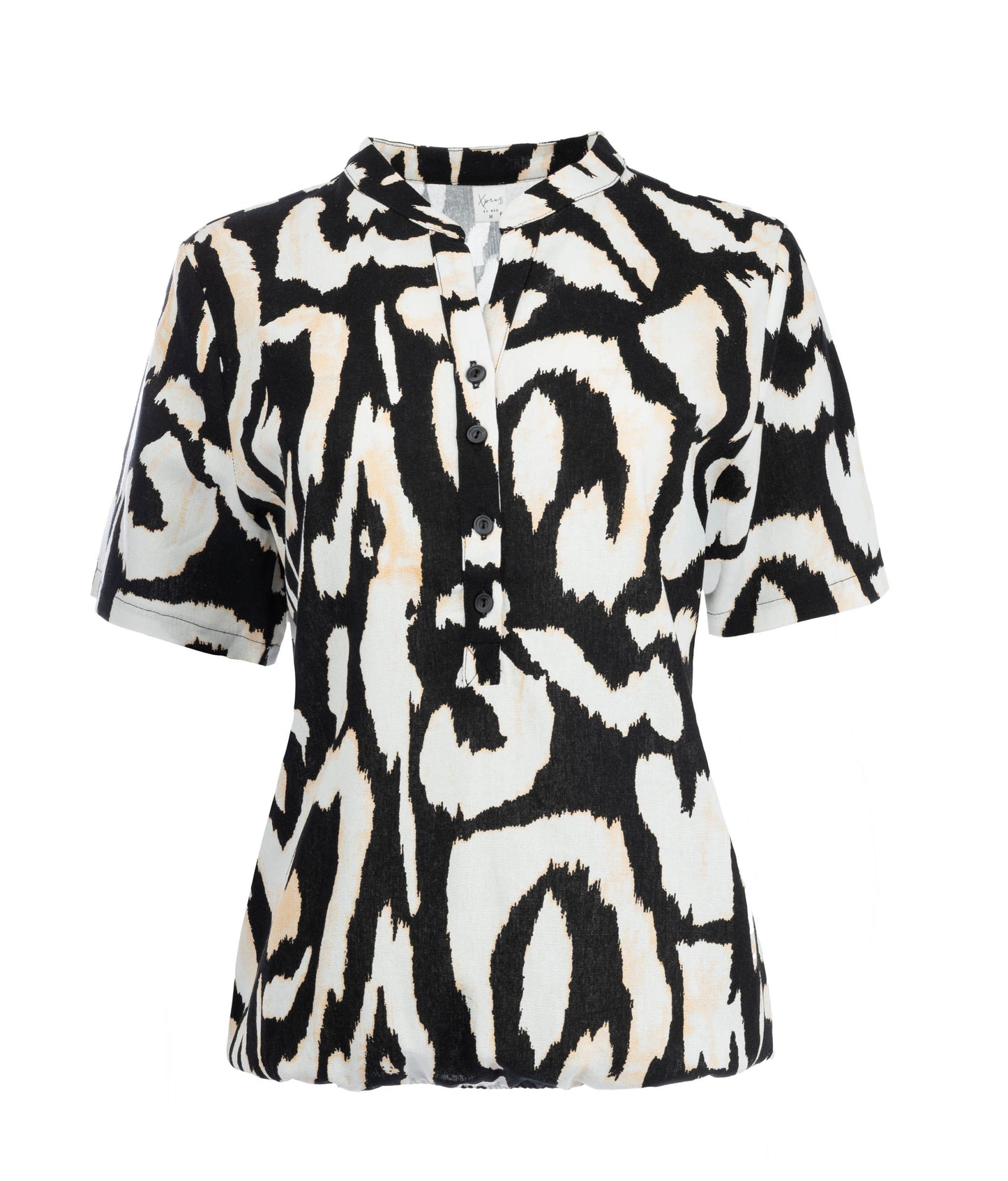 Top Lucie SS Black Abstract Animal Woven | Black