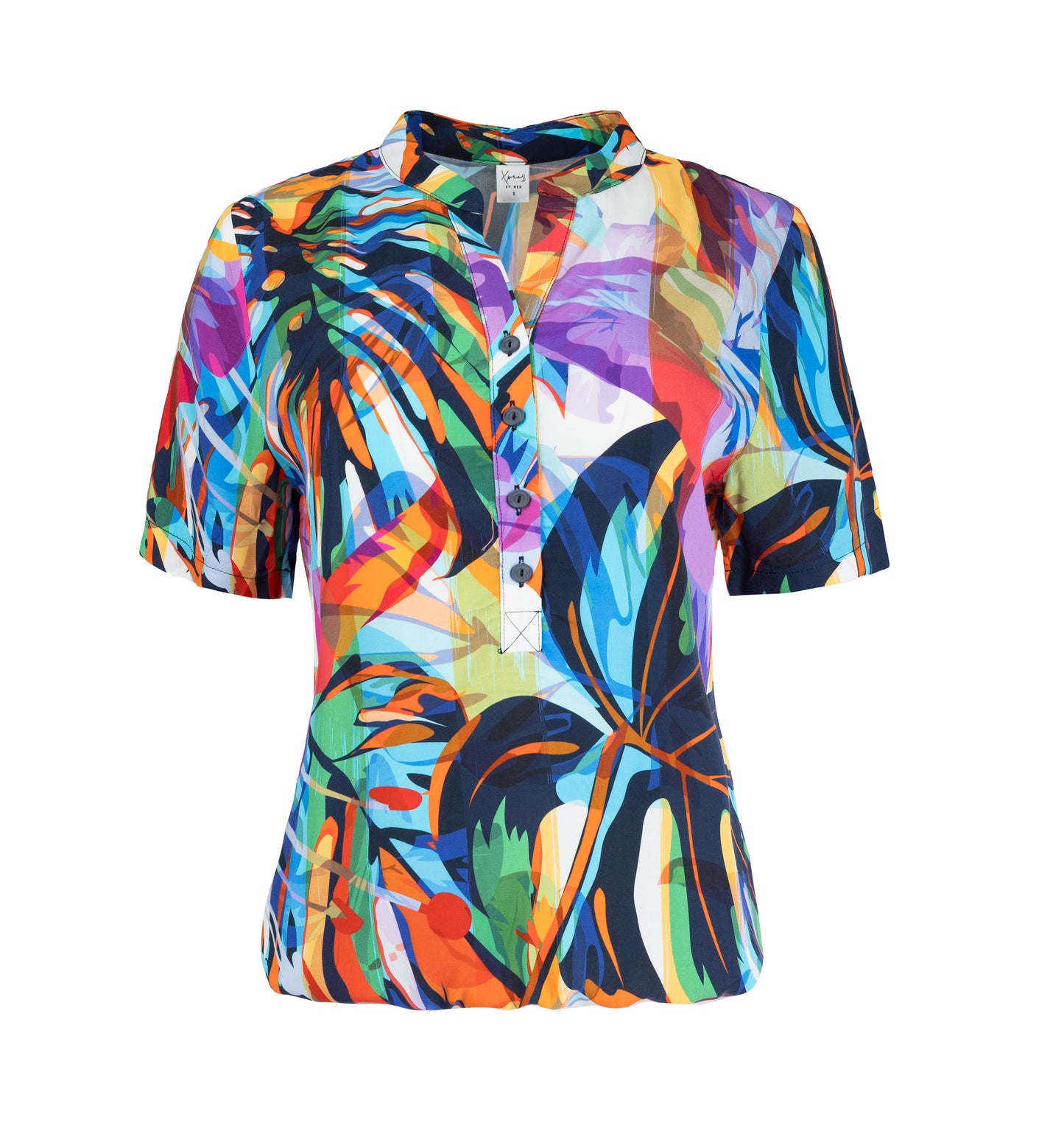 Lucie SS Purple Abstract Big Leaf Woven | Purple