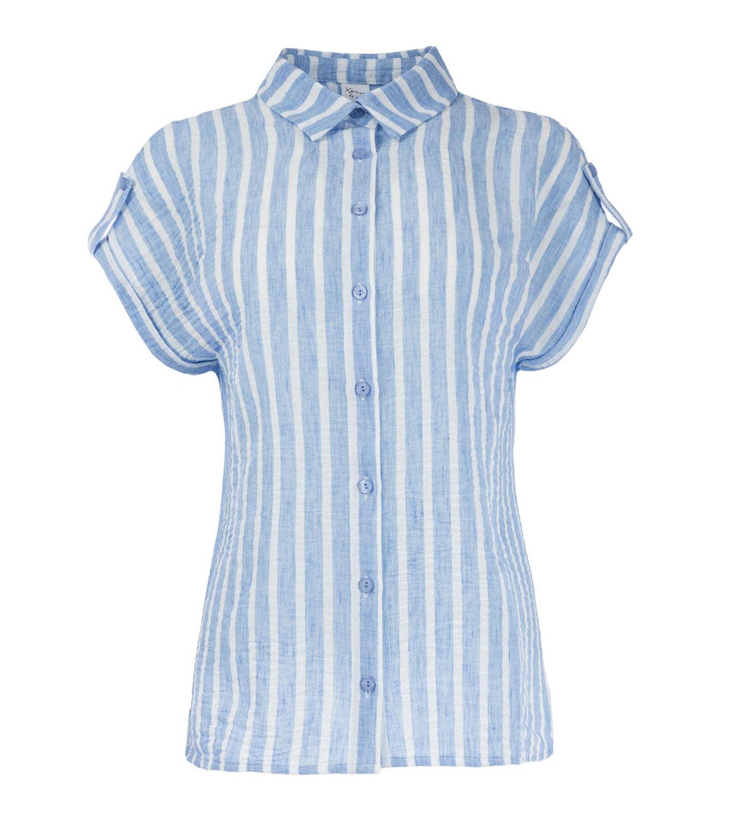 Annelie Top SS Jeansblue Linen Look Stripe Woven | Jeans Blue