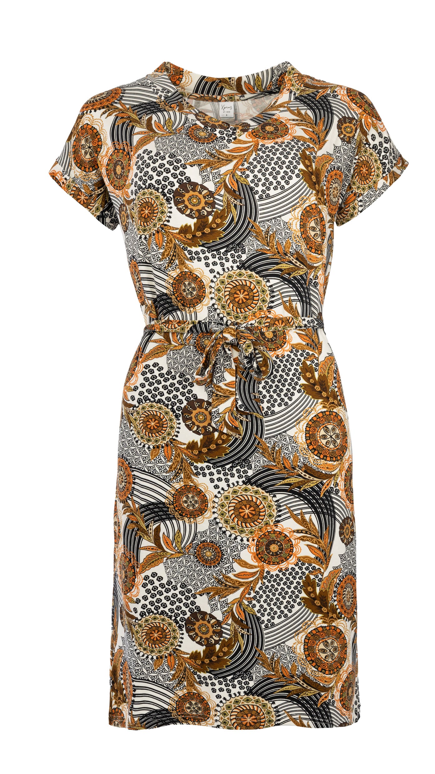 Jurk Mary SS Cognac Fortune Wheel Tricot | Cognac