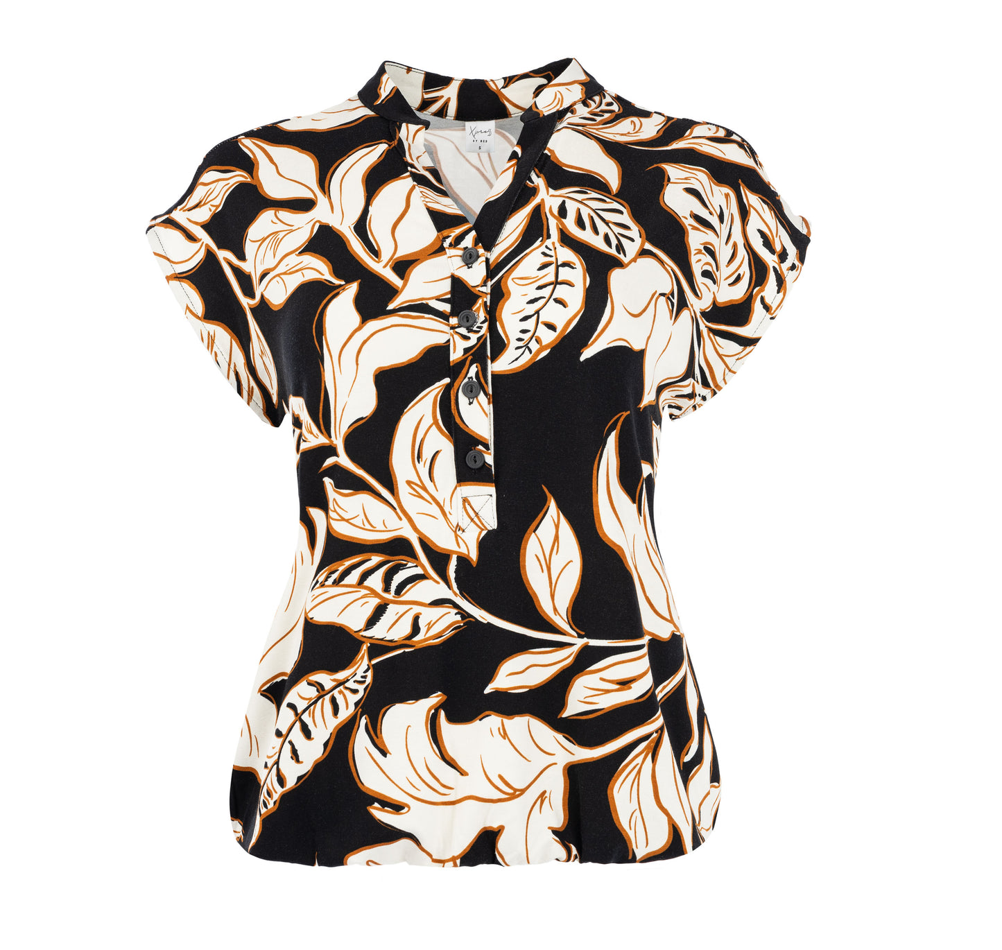 Top Lucie SL Black Contrast Leaves Tricot | Black