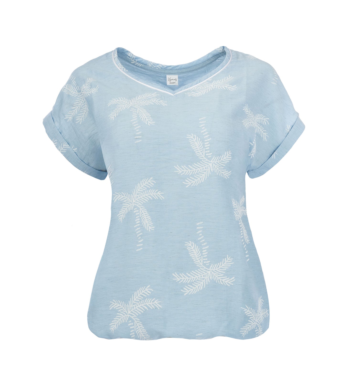 Nox-PW SS Blue Puff Print Palmtree Woven | Blue