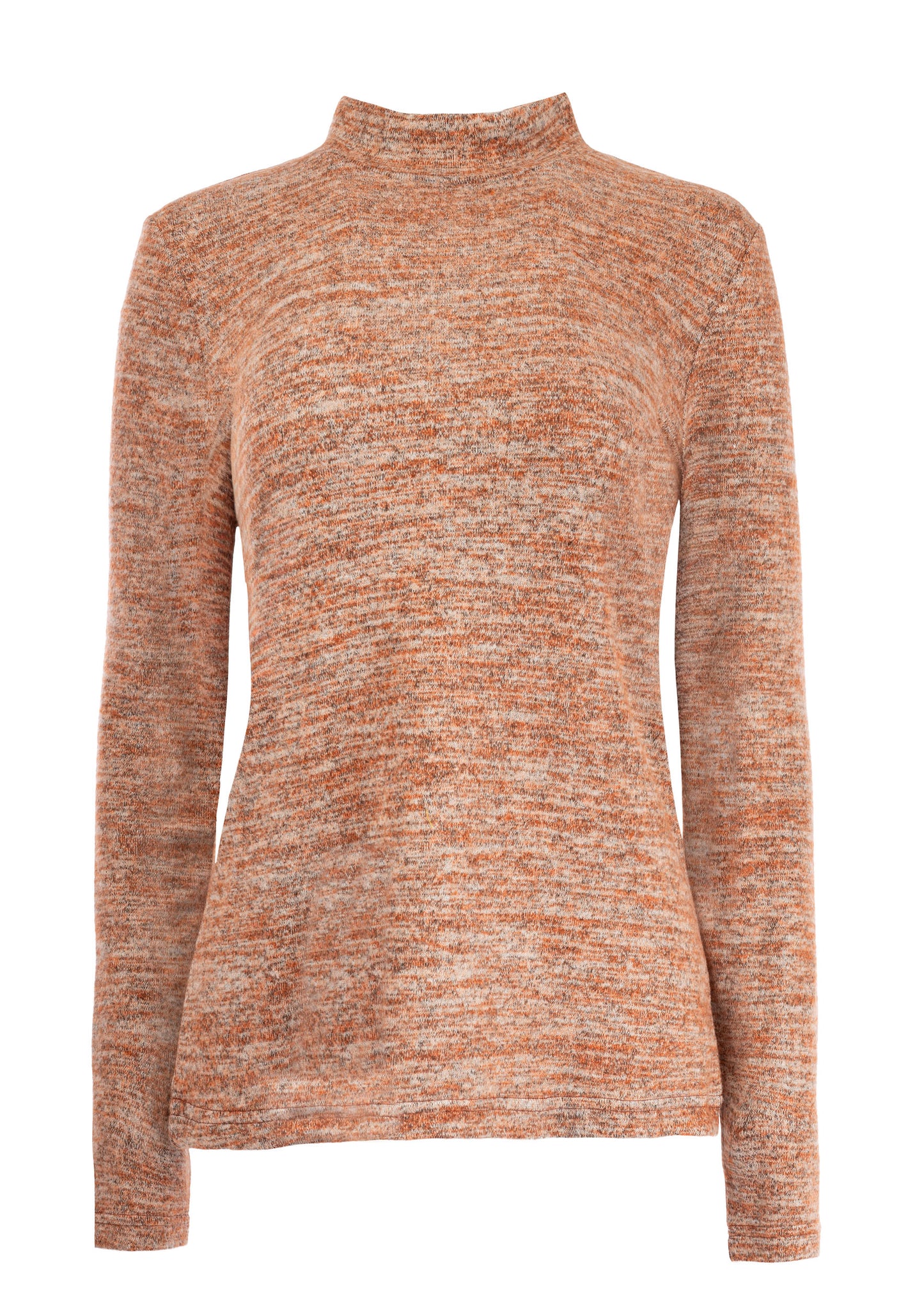 Top Milans Plain LS-RMJ Brushed Melange Knit | Ginger Brown