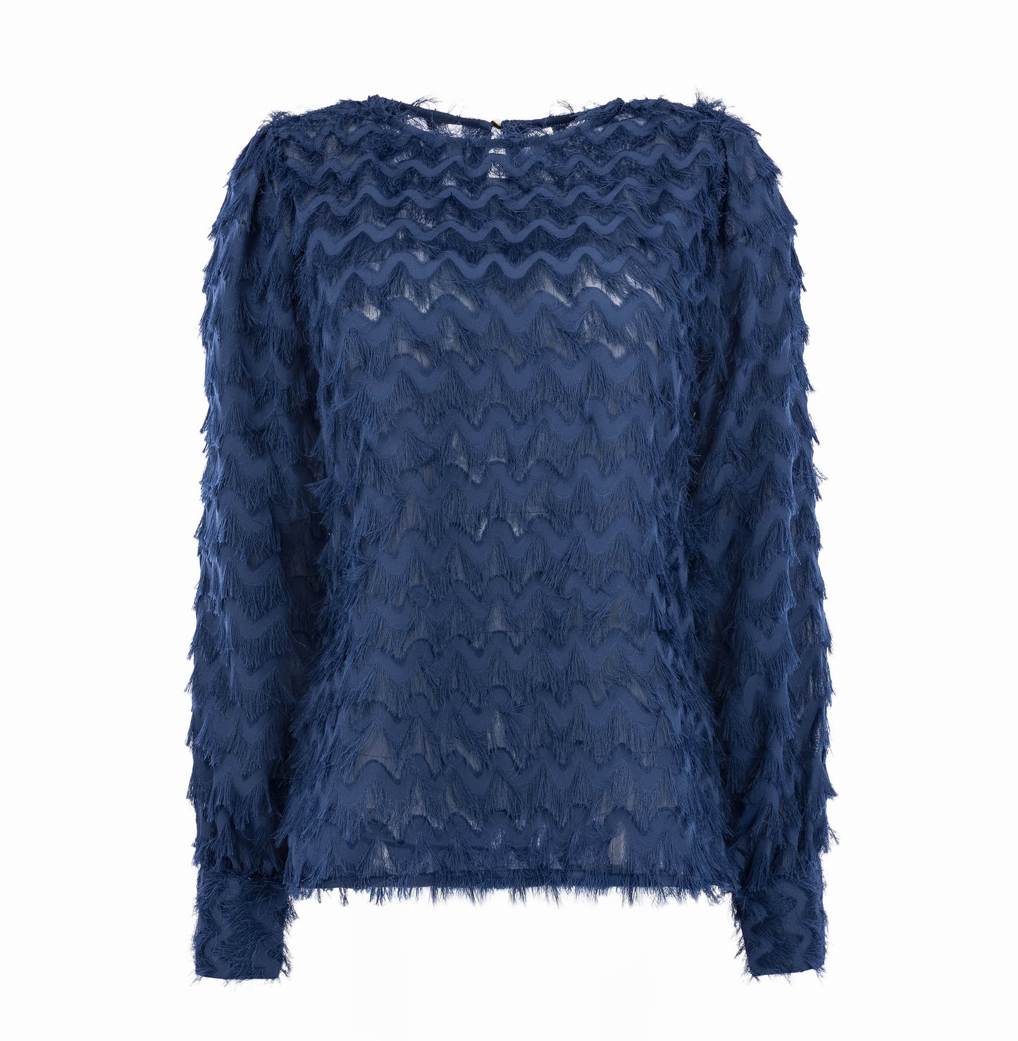 Trui Lakes LS-RMJ Chevron Chiffon Fringe | Bijou Blue