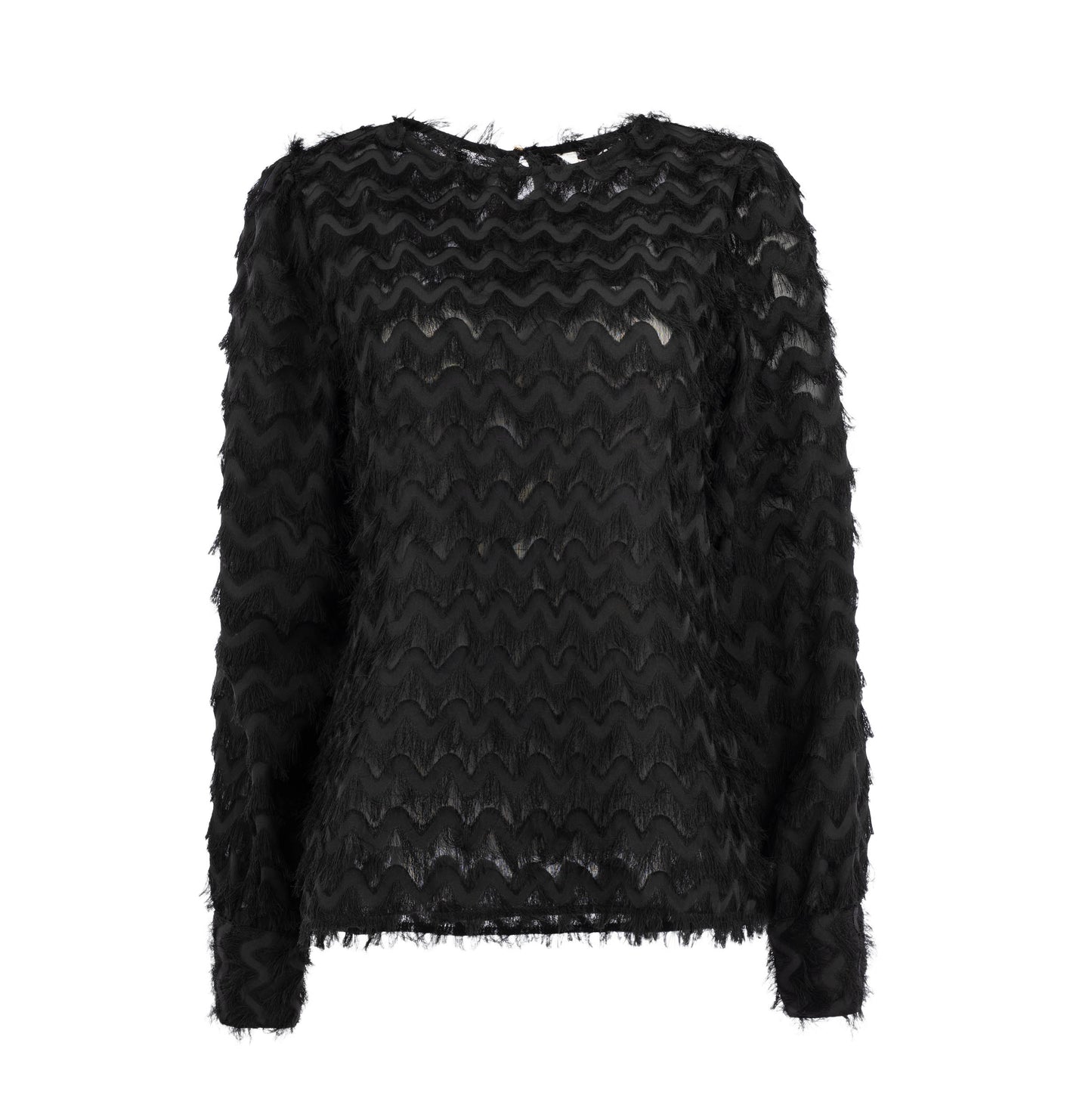 Trui Lakes LS-RMJ Chevron Chiffon Fringe | Black