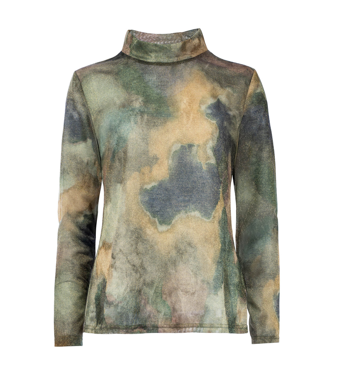 Top Milans NS-LS Aqua Grey Urban Watercolor Lurex Tricot | Aqua Grey