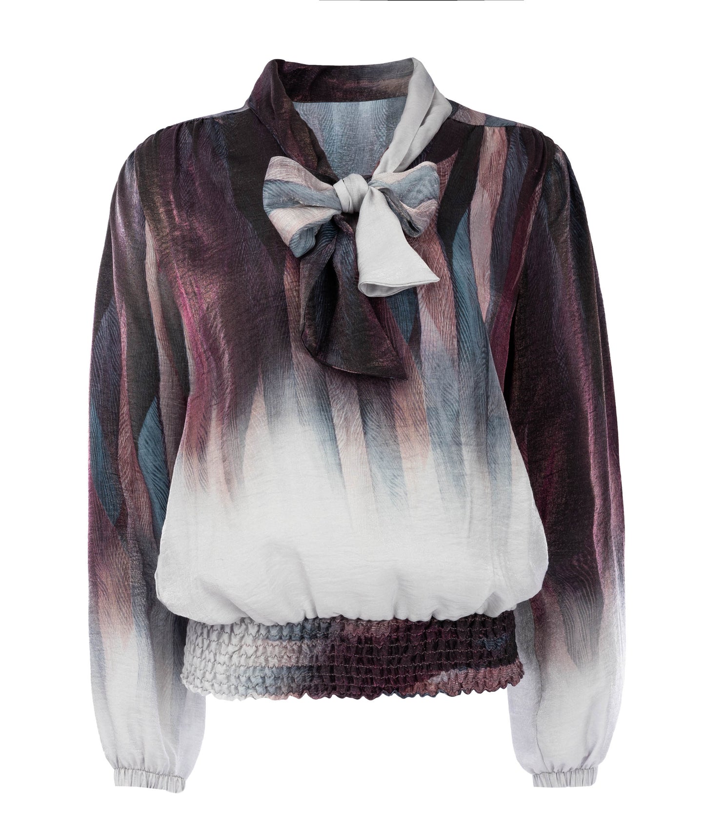 Top Merina LS-Smock-WB Loom Lilac Abstract Panel Design Woven | Loom Lilac