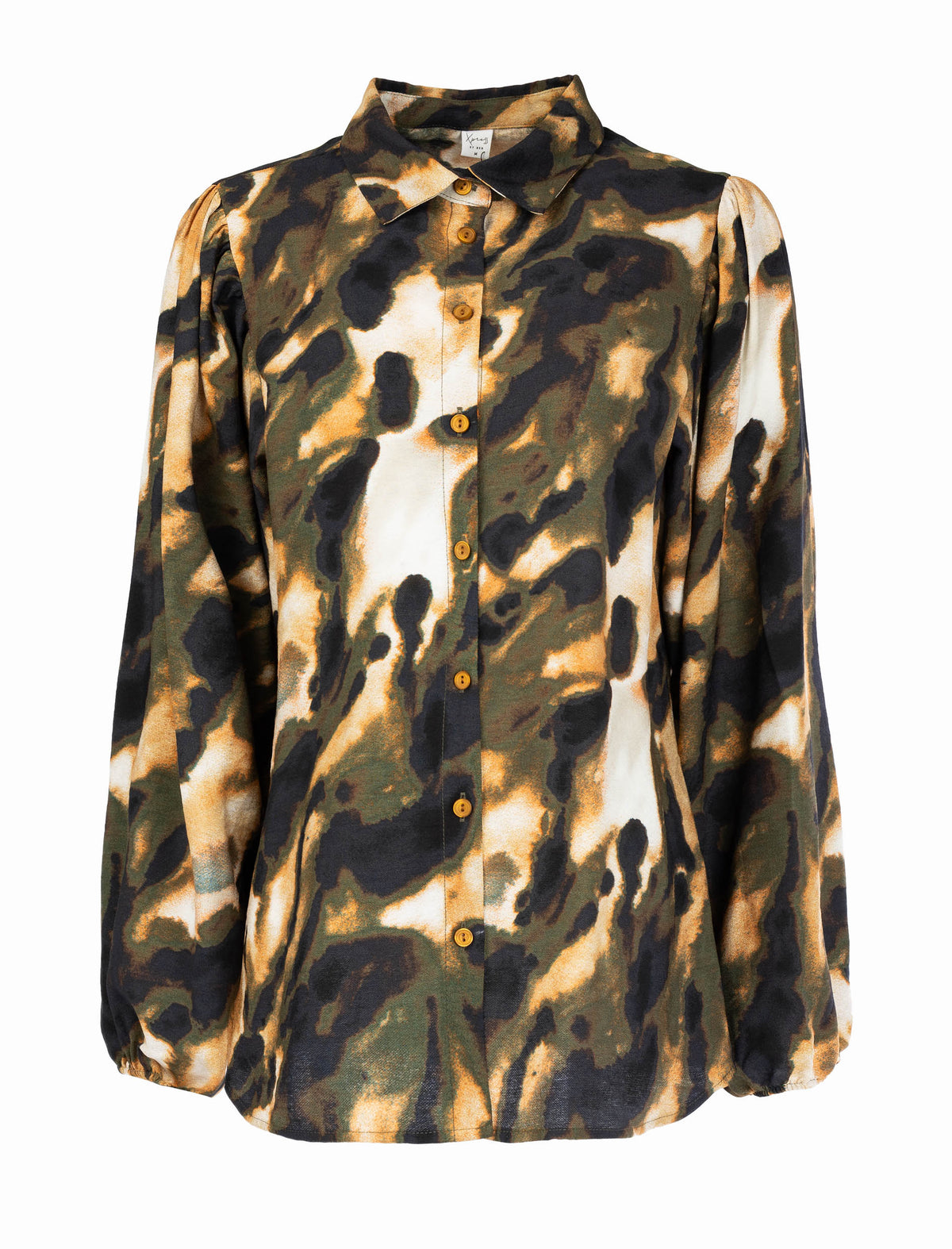 Blouse Mayliera LS Army Watercolour Flower Woven | Army