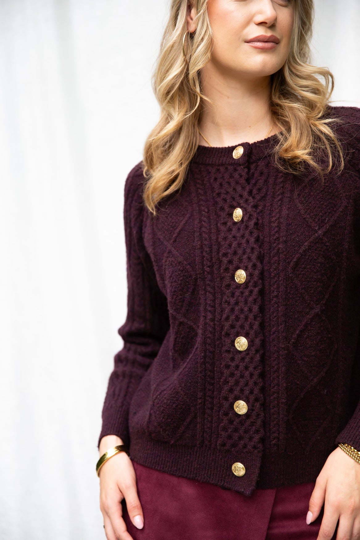 Cardy Cable Ajour | Bordeaux melange