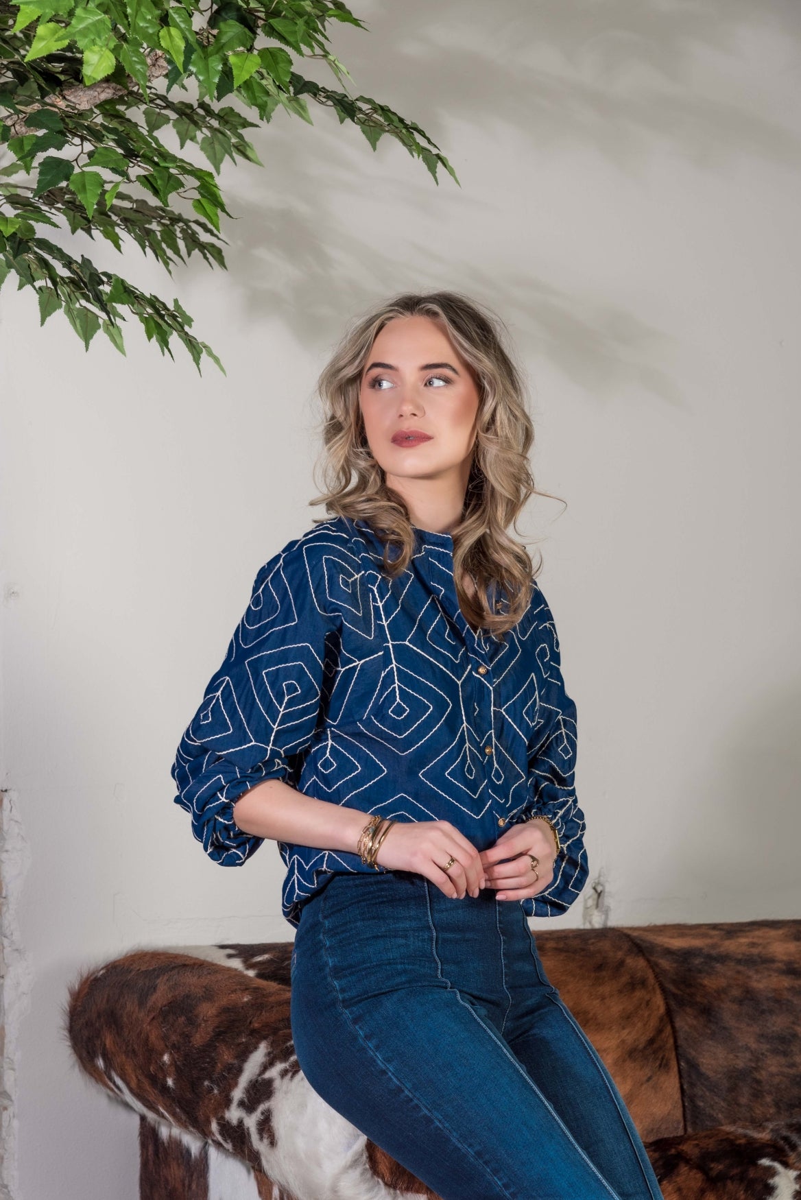 Job Denim Cord Embroidery | Jeans Blue