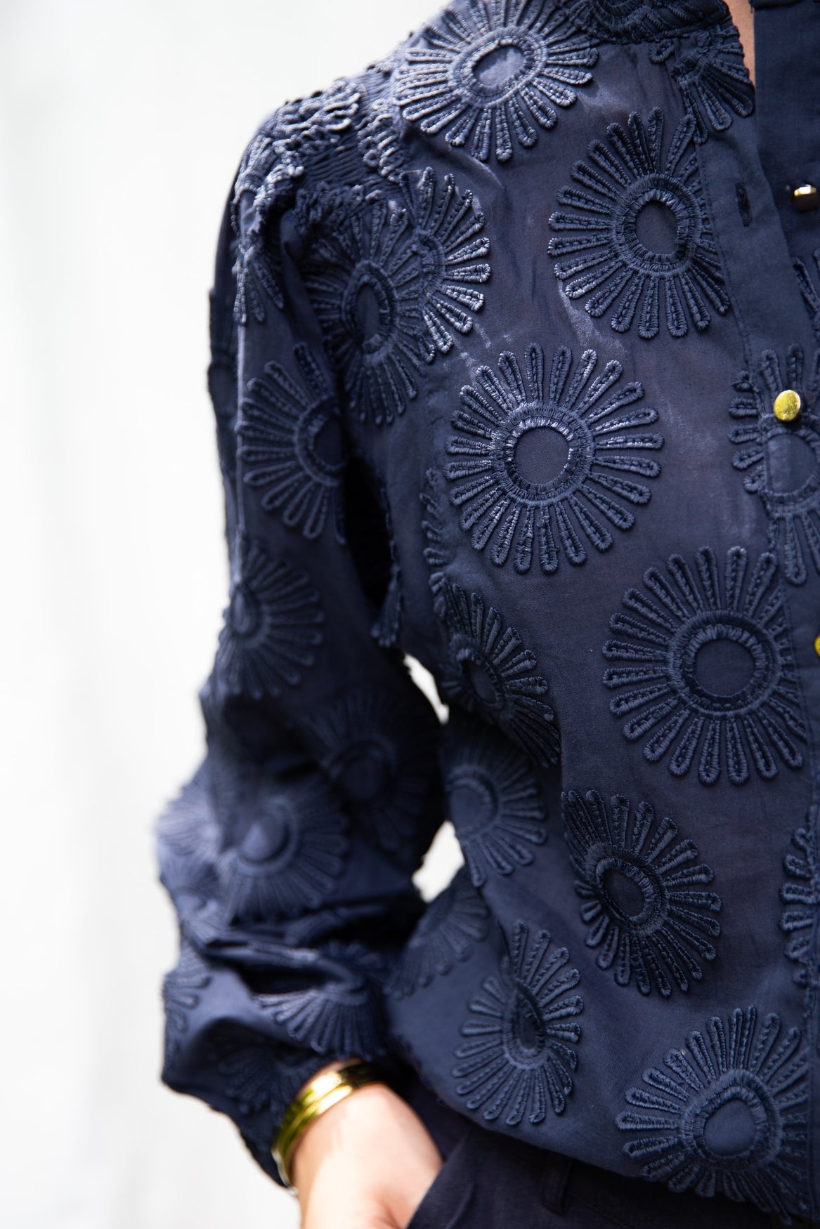 Job Flower Embroidery | Navy