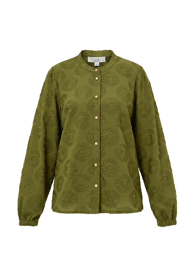 Job LS Sunny Flower Embroidery | Olive