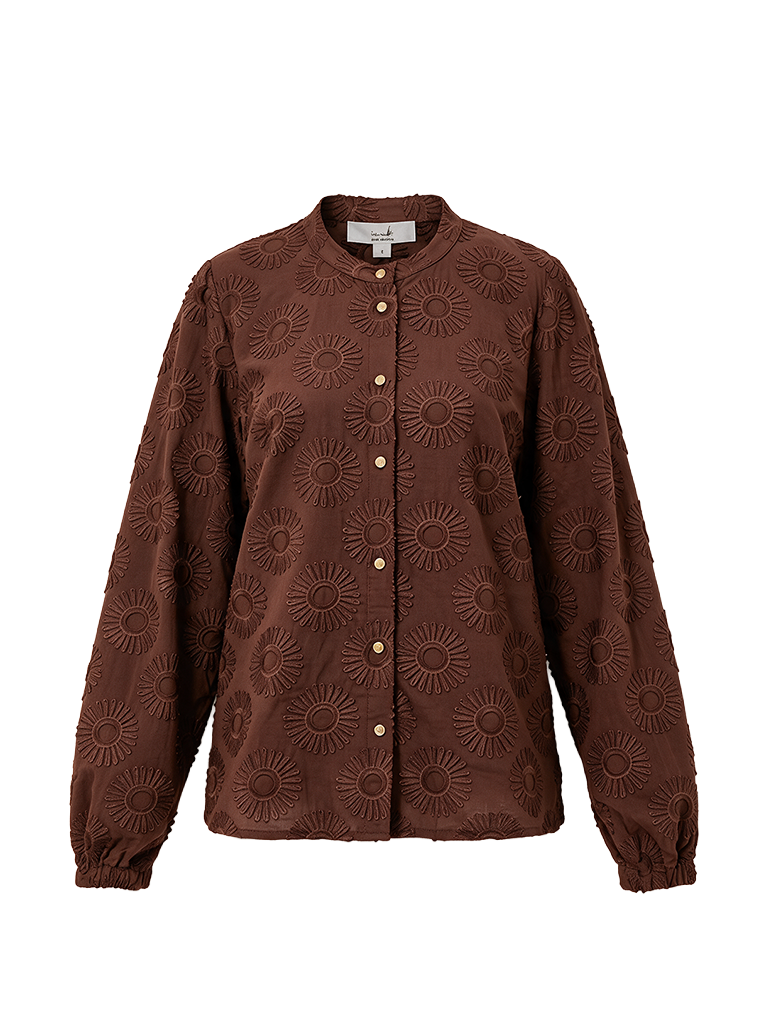 Job LS Sunny Flower Embroidery | Brandy Brown