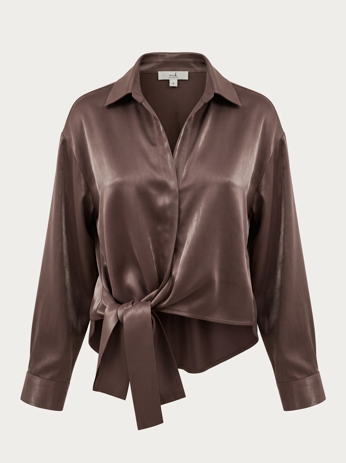 Blouse Wrap Shiny Satin | Brown