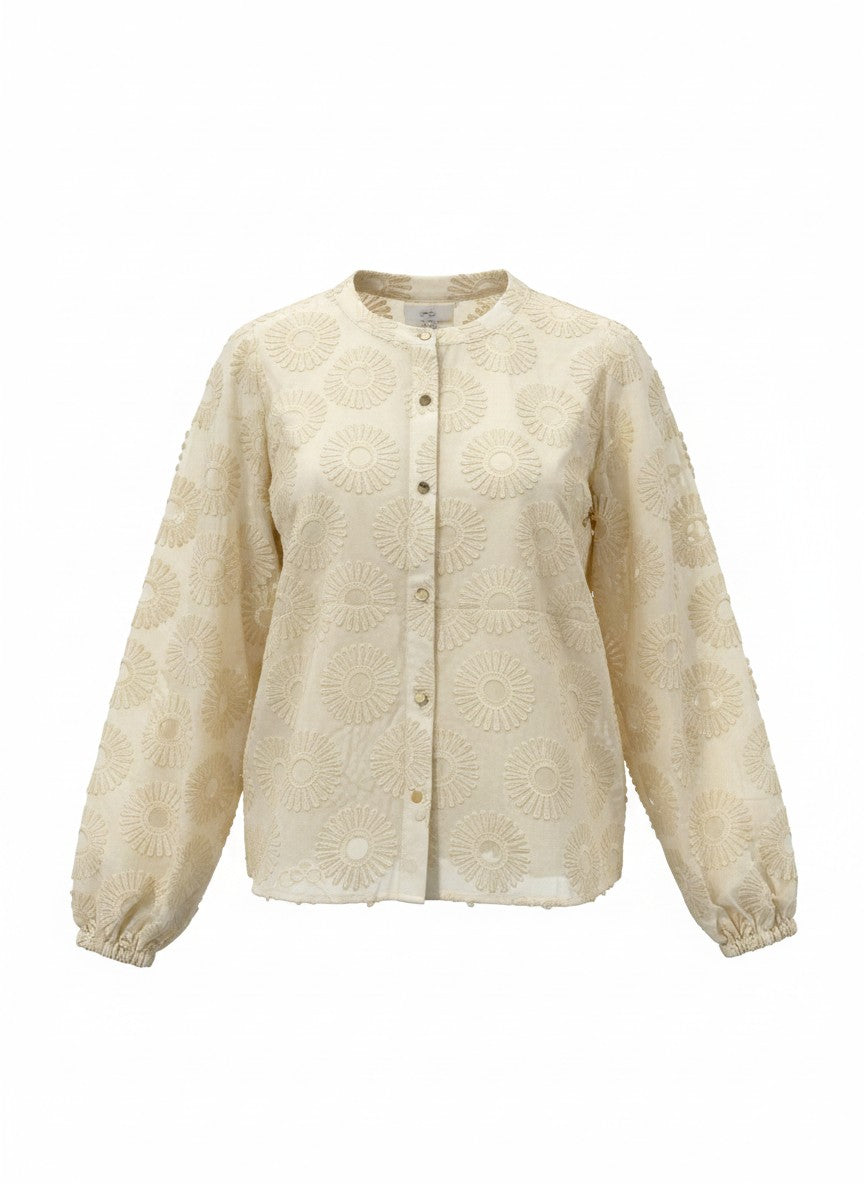 Blouse Job LS Sunny Flower Embroidery | Creme