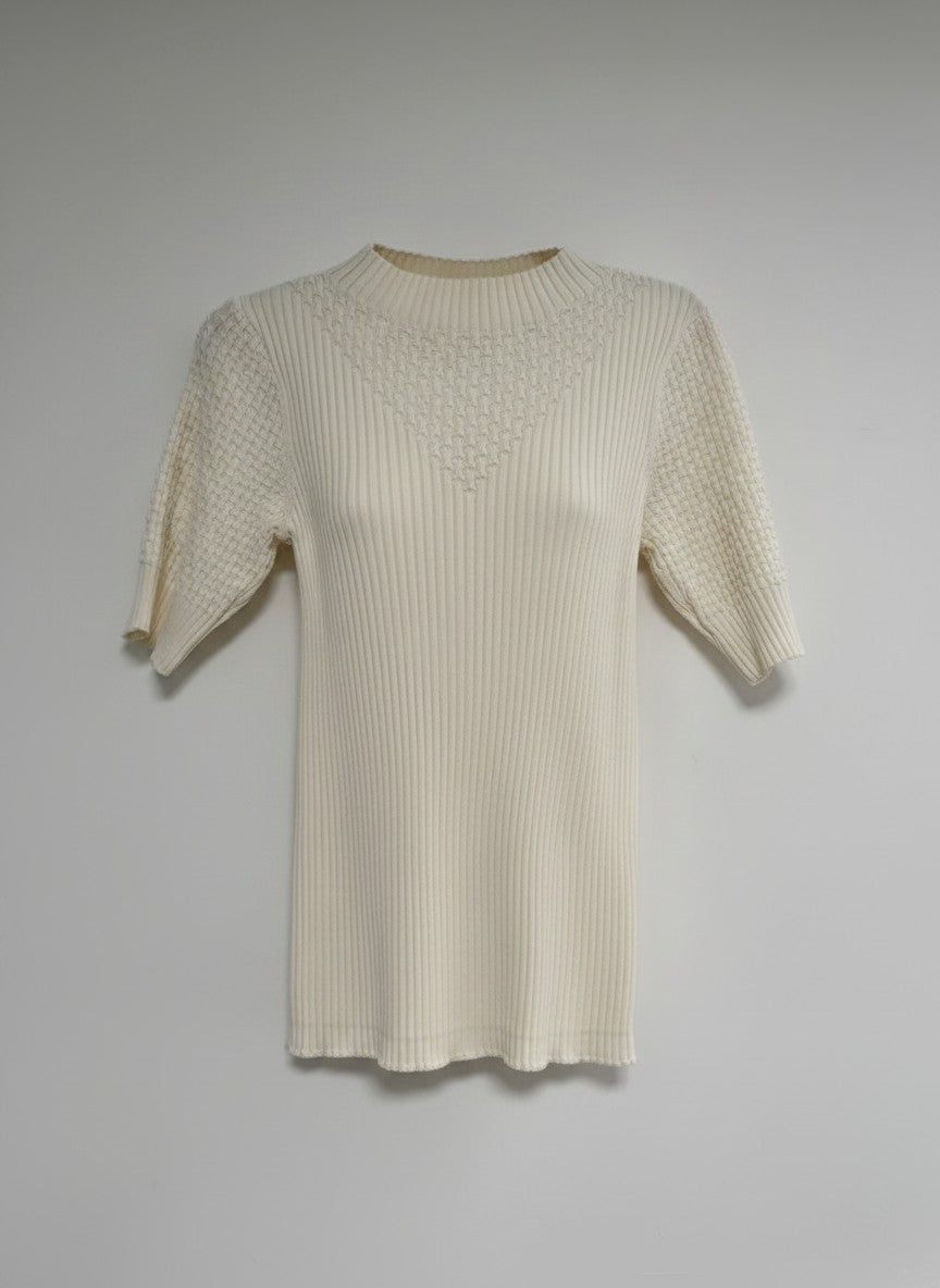 Top Alma Crepe Fancy Rib | Beige